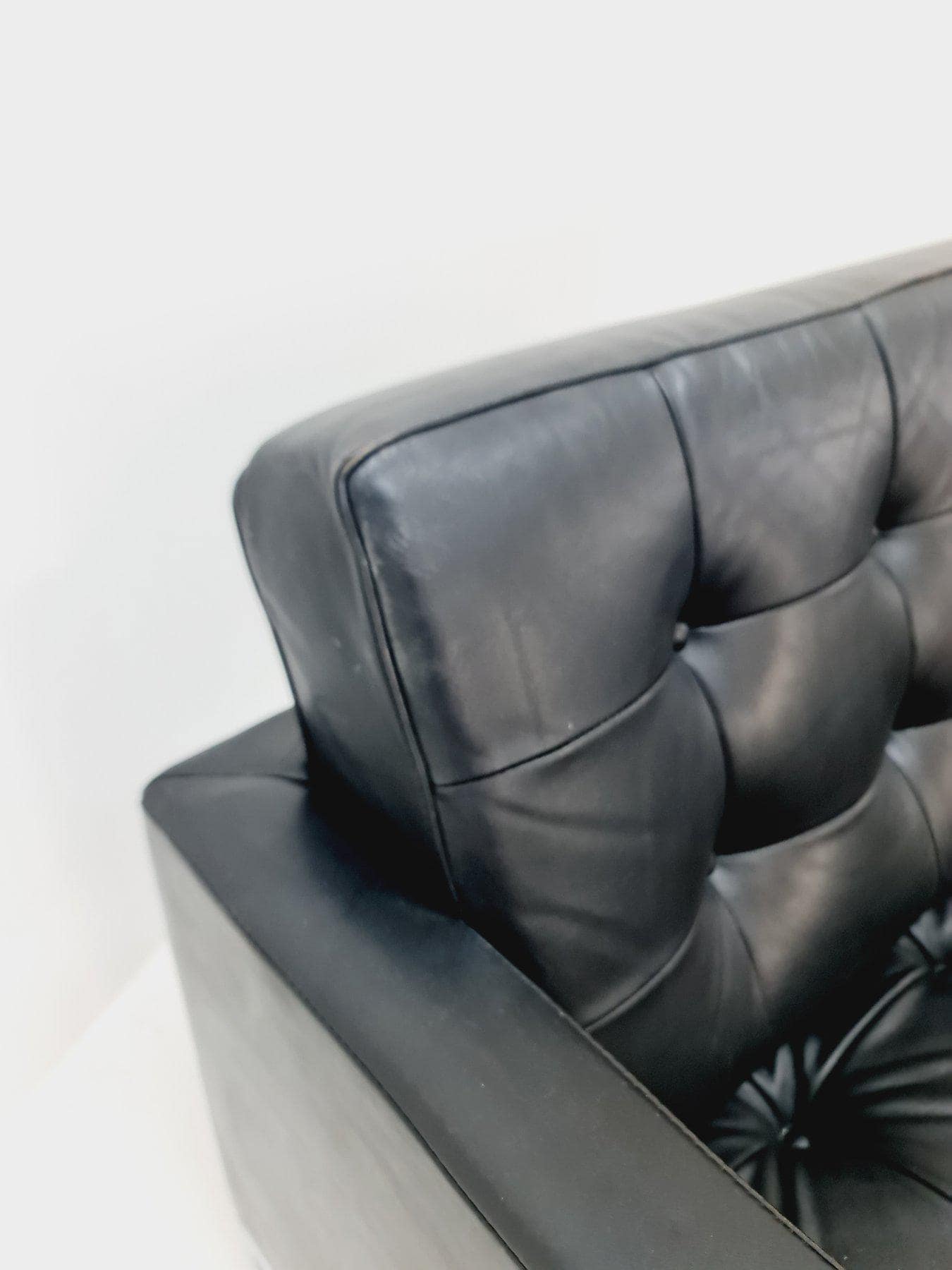 Rare Mid-Century Florence Knoll Bassett Set – Three-Seat Sofa & Two Armchairs – Black Leather – Knoll International , 1950s Germany