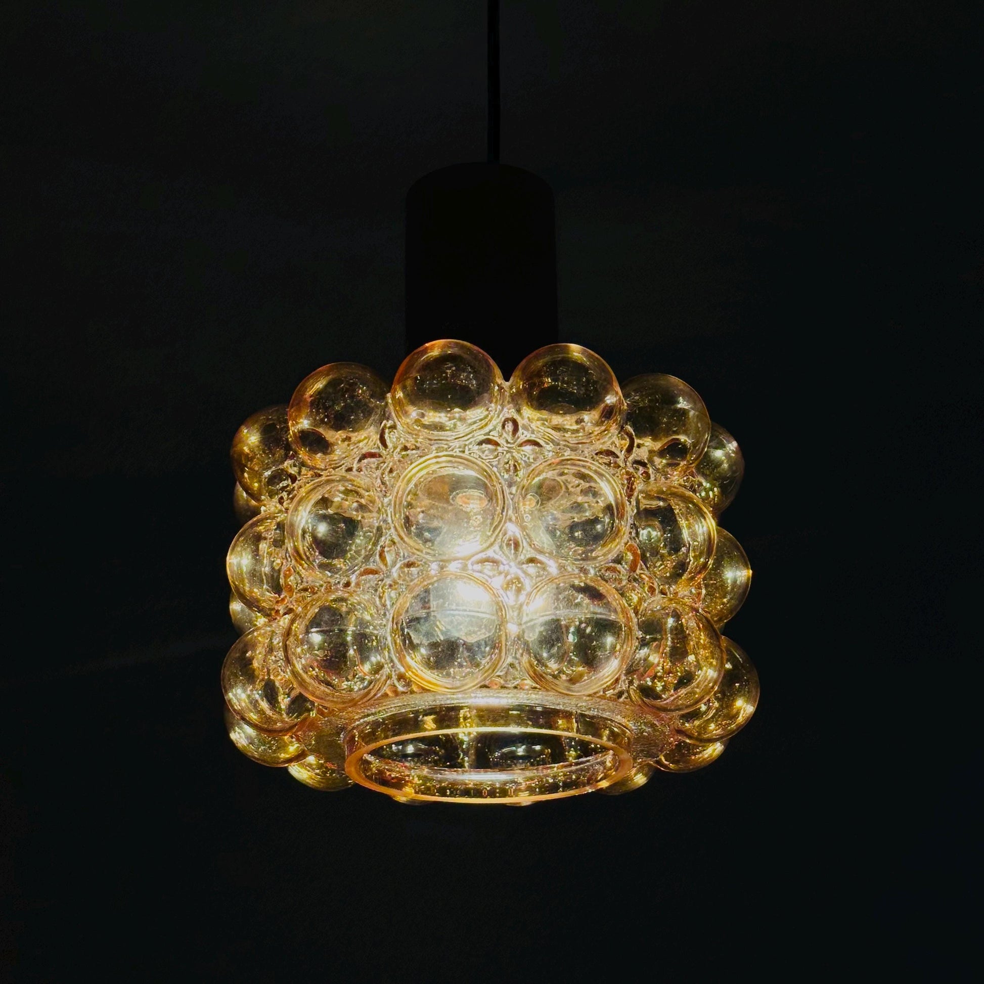 Mid-Century Amber Bubble Glass Pendant by Helena Tynell for Glashütte Limburg, 1960s