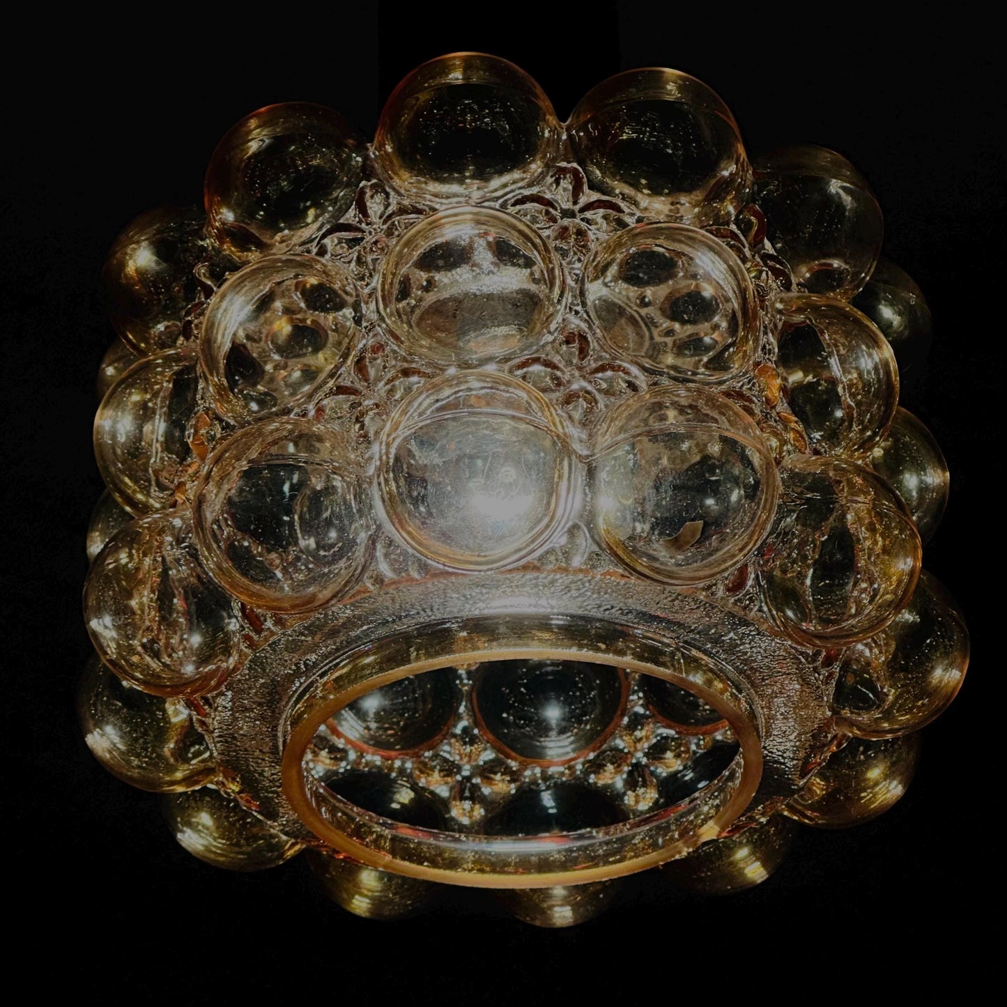 Mid-Century Amber Bubble Glass Pendant by Helena Tynell for Glashütte Limburg, 1960s
