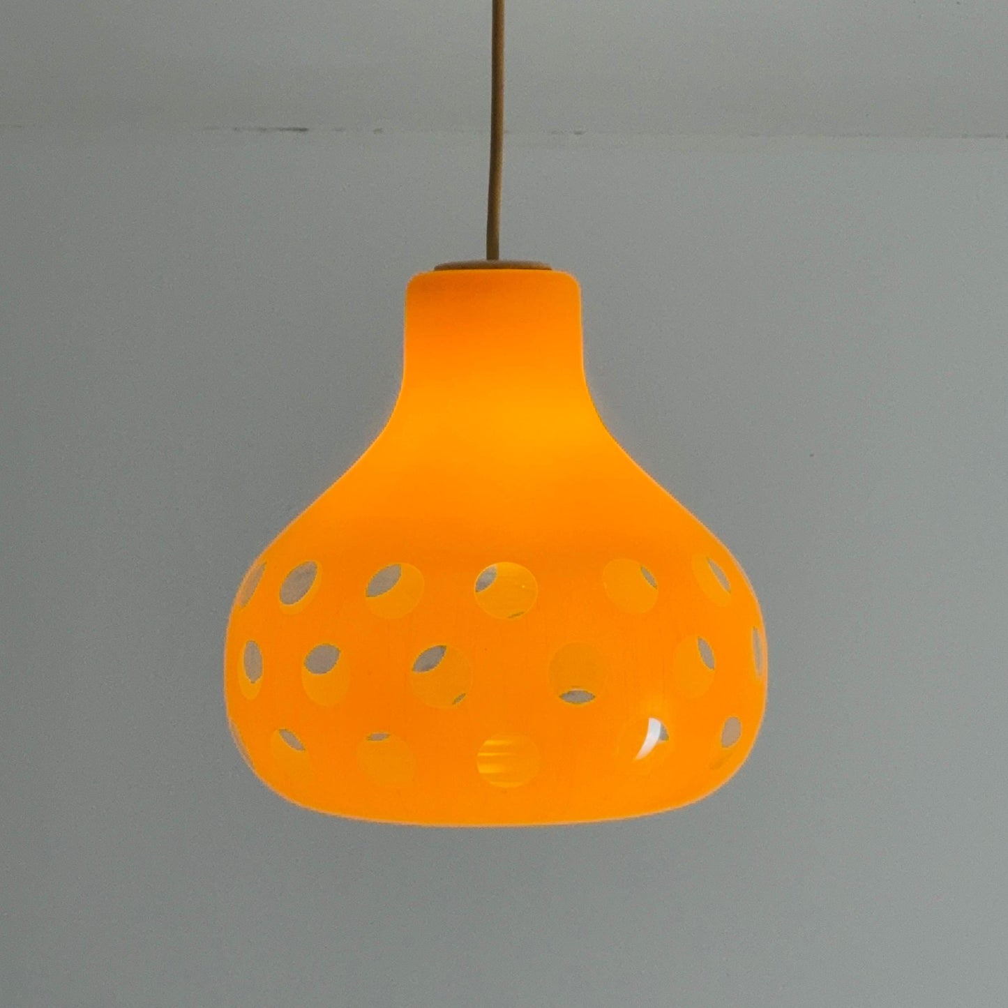 Mid century , Glashütte “Limburg” Pendant Lamp in Orange Glass - Model 1486 ,1970s
