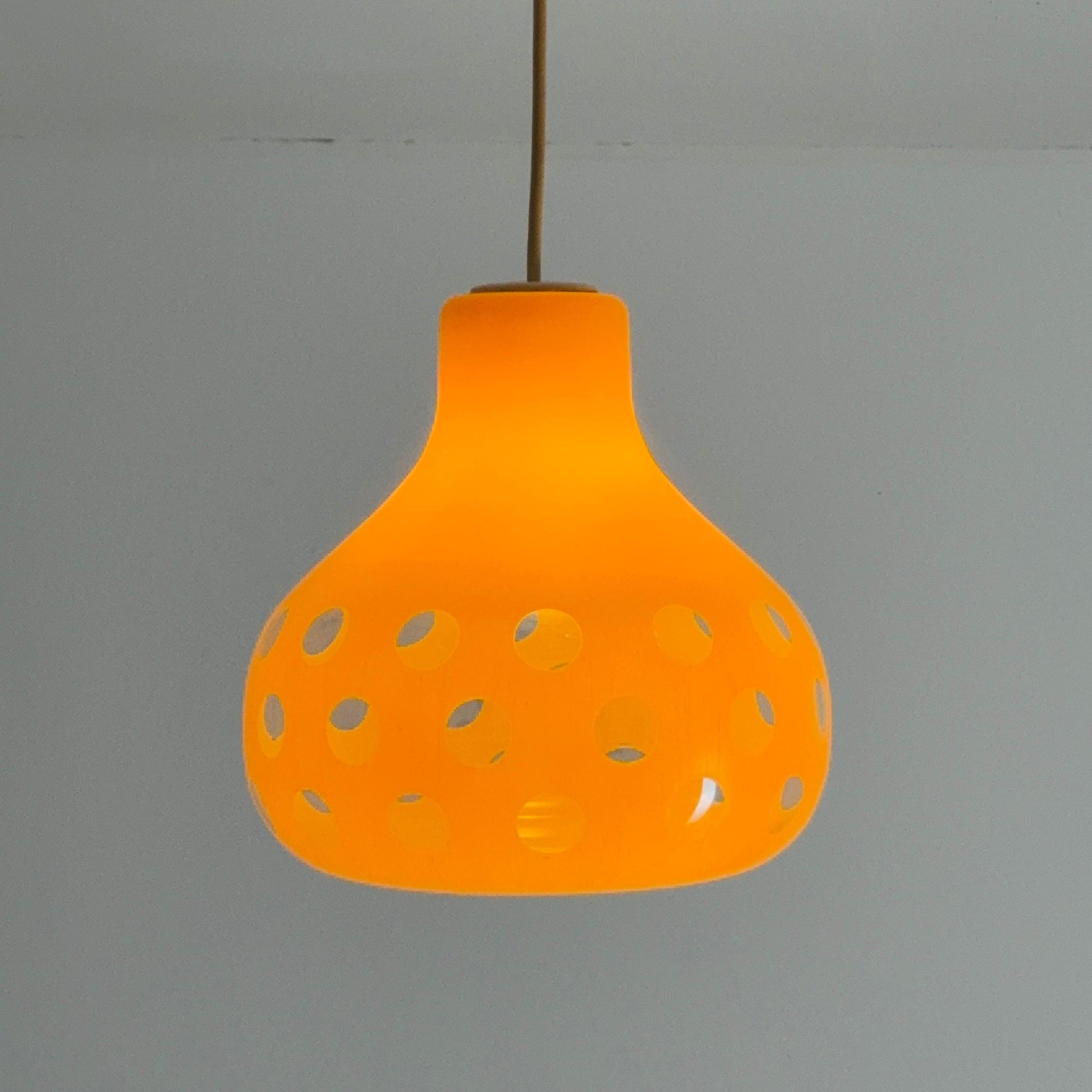 Mid century , Glashütte “Limburg” Pendant Lamp in Orange Glass - Model 1486 ,1970s
