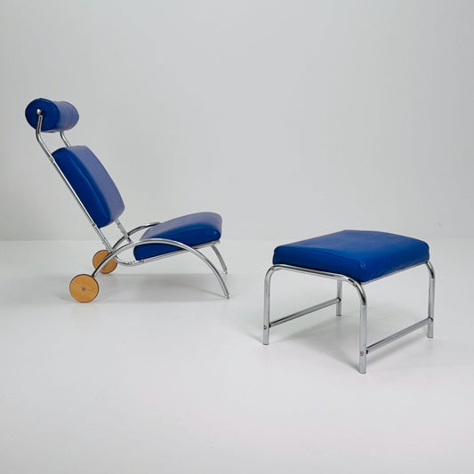 Mid-Century Bauhaus Peter Maly Lounge Chair & Ottoman, Germany 1980s