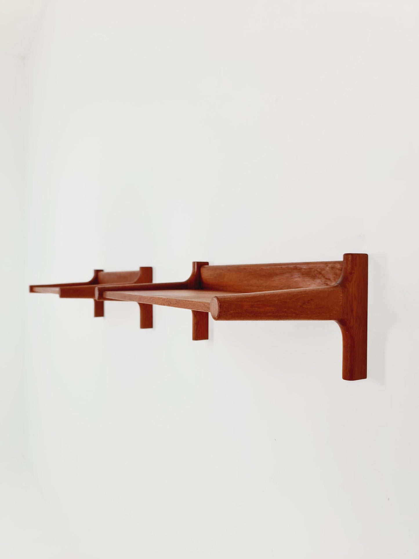 Pair Danish Teak hanging telephone table/ Nightstands / bedside table/ By Kai Kristansen Denmark 1960s