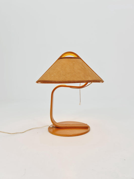 Vintage Danish wood large table lamp, By Domus 1960s/1970s