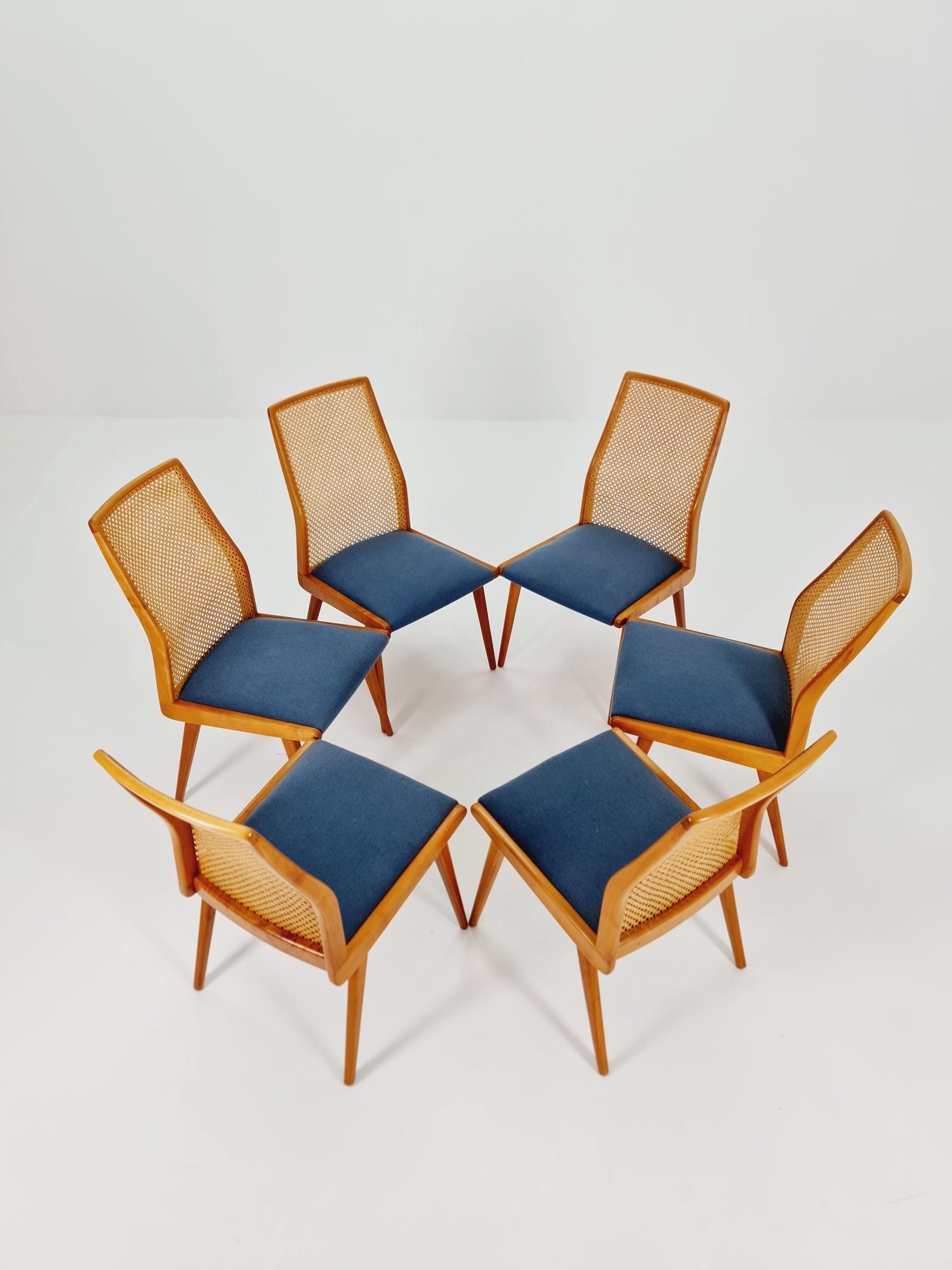 Rare Vintage Ashwood & Wiener Rattan Dining Chairs from Habeo Germany, 1960s, Set of 6