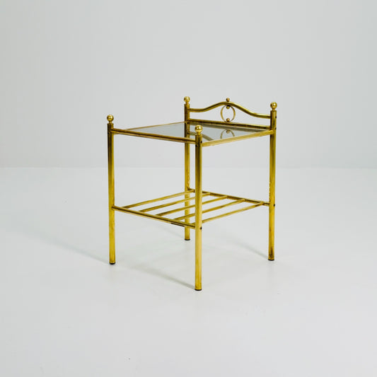 1 of 2 Mid-Century Hollywood Regency Brass Side Table/ nightstand by Messing Finland – 1980s