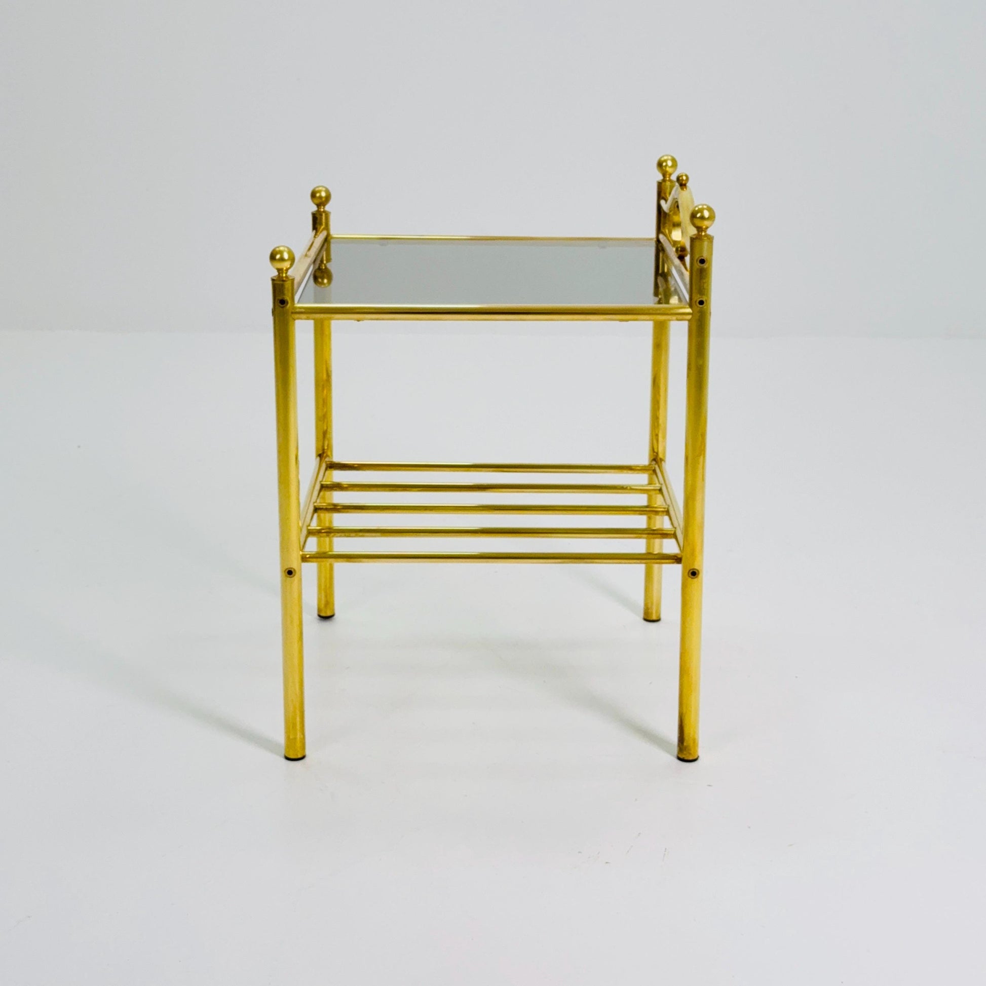 1 of 2 Mid-Century Hollywood Regency Brass Side Table/ nightstand by Messing Finland – 1980s