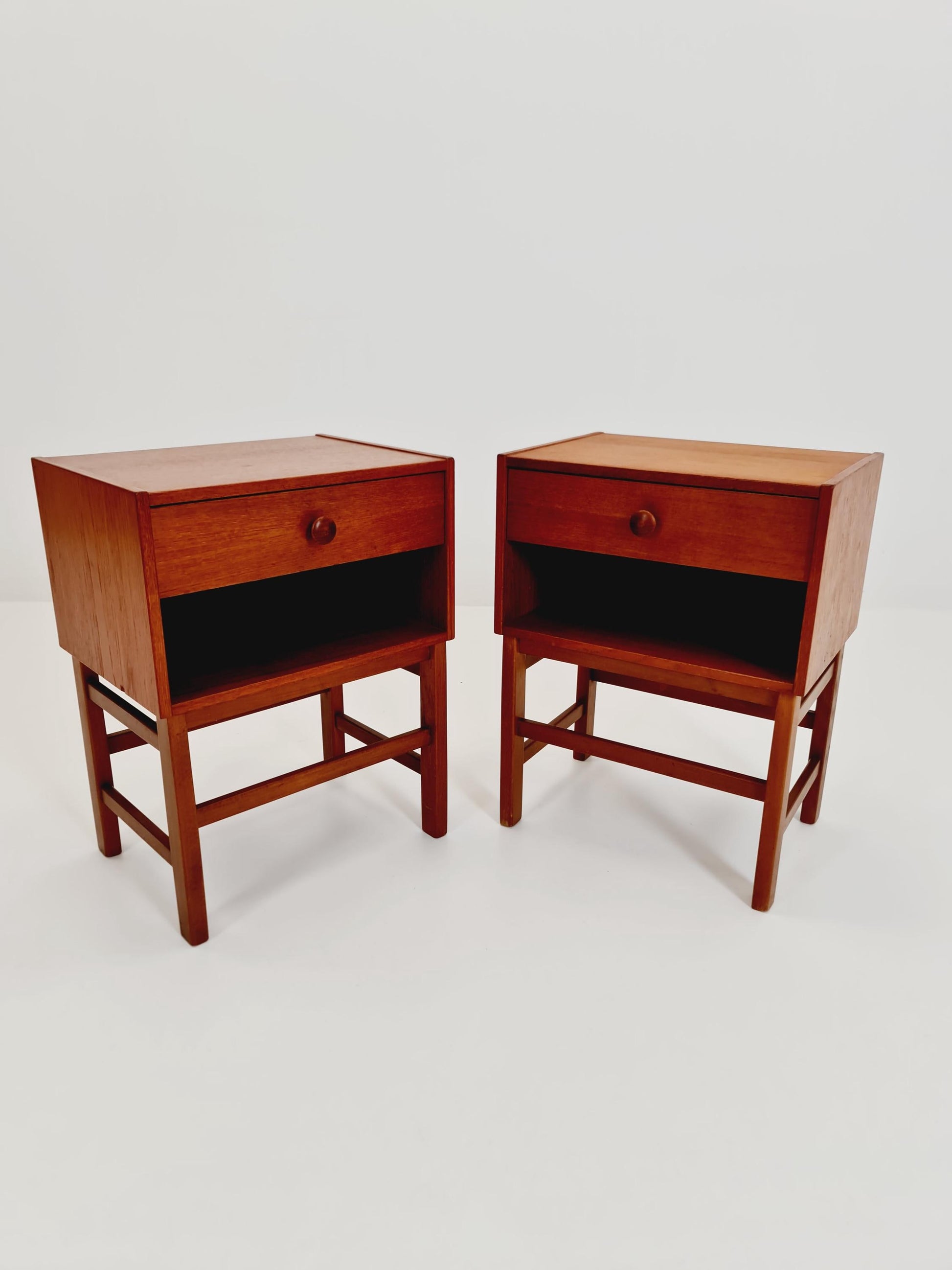 Rare Danish MidCentury teak nightstands / bedside tables, 1960s