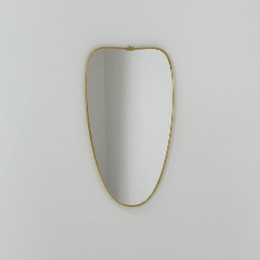Mid Century asymmetric German brass Original kidney wall mirror from the 60s model number 984 Germsny 1960s