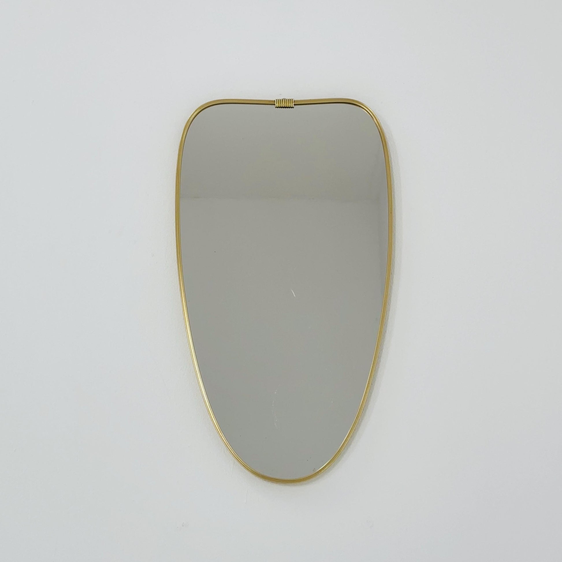 Mid Century asymmetric German brass Original kidney wall mirror from the 60s model number 984 Germsny 1960s