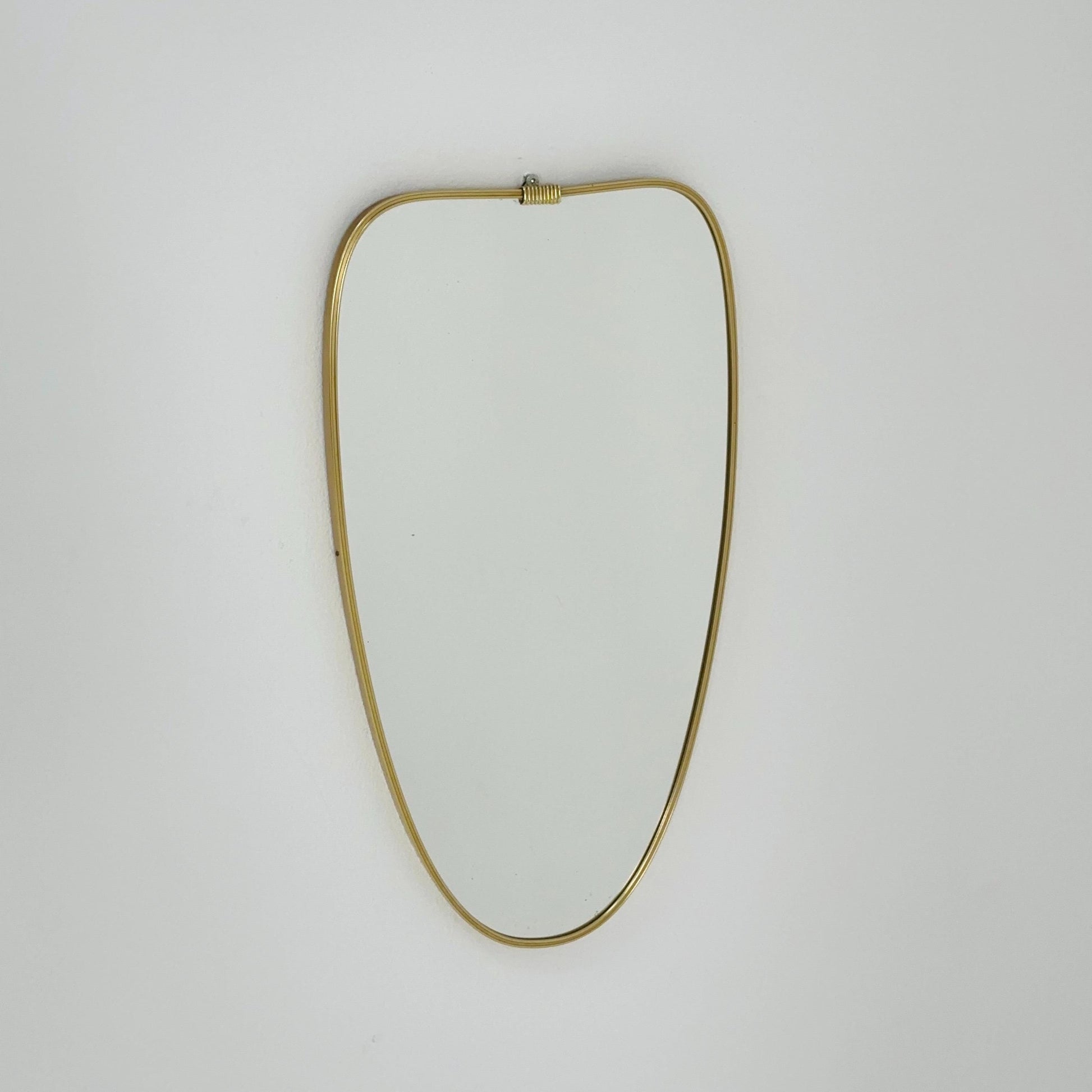 Mid Century asymmetric German brass Original kidney wall mirror from the 60s model number 984 Germsny 1960s