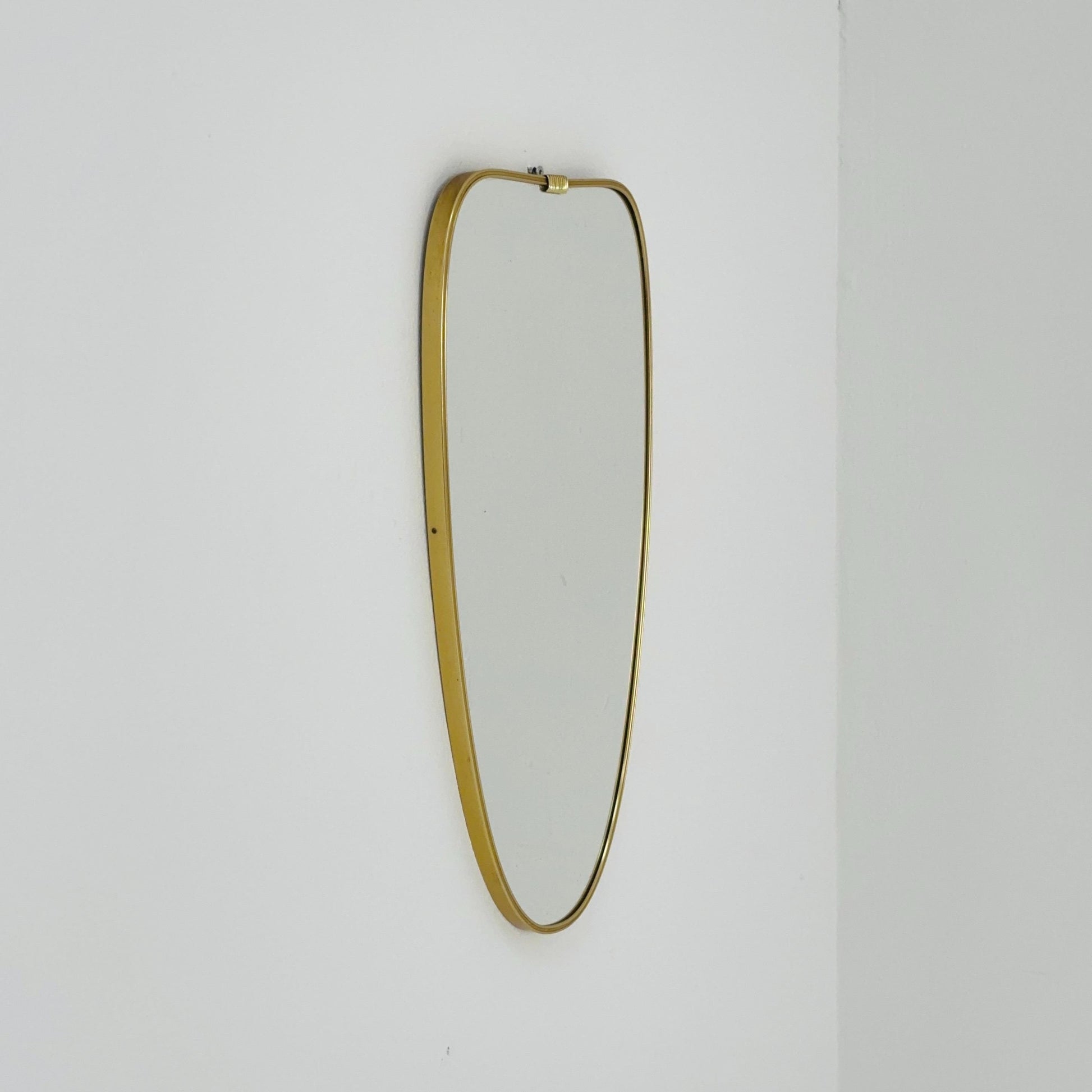 Mid Century asymmetric German brass Original kidney wall mirror from the 60s model number 984 Germsny 1960s