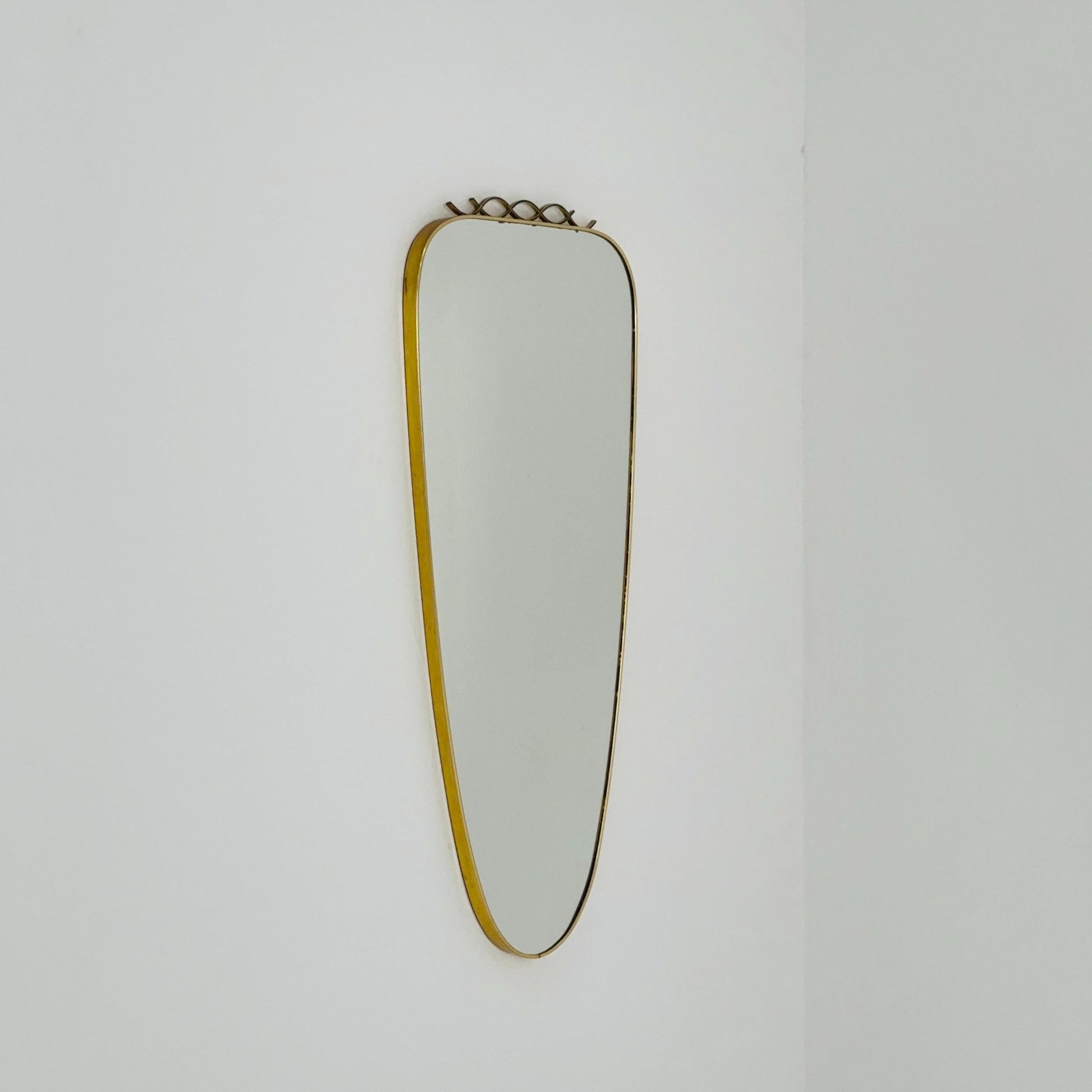 mid-century brass wall mirror with braided hanging strap from West Spiegel, Germany, 1960s