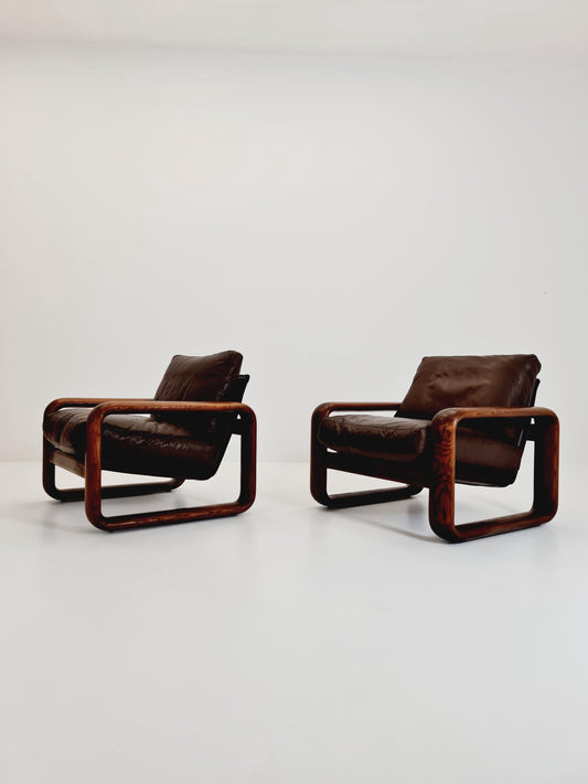Rare Mid century German easy lounge chairs by Burkhard Vogtherr for Rosenthal 1970s , Set of 2