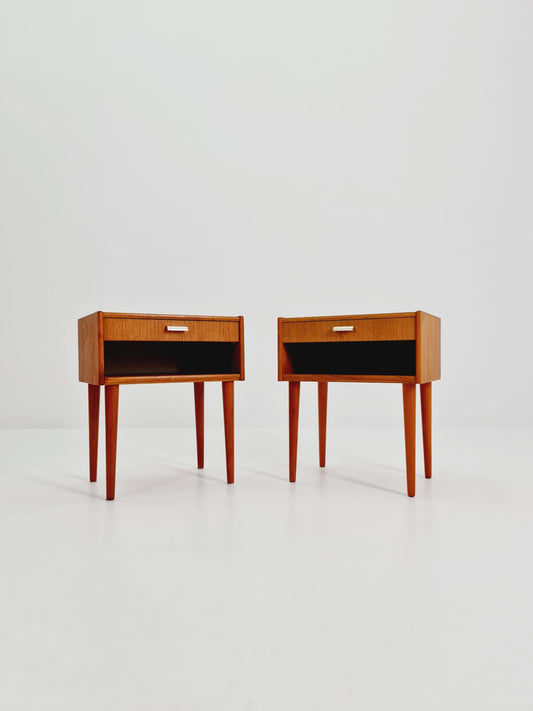 Mid century Danish teak side tables/ Bedside tables/ Nightstands, Denmark, 1960s, set of 2
