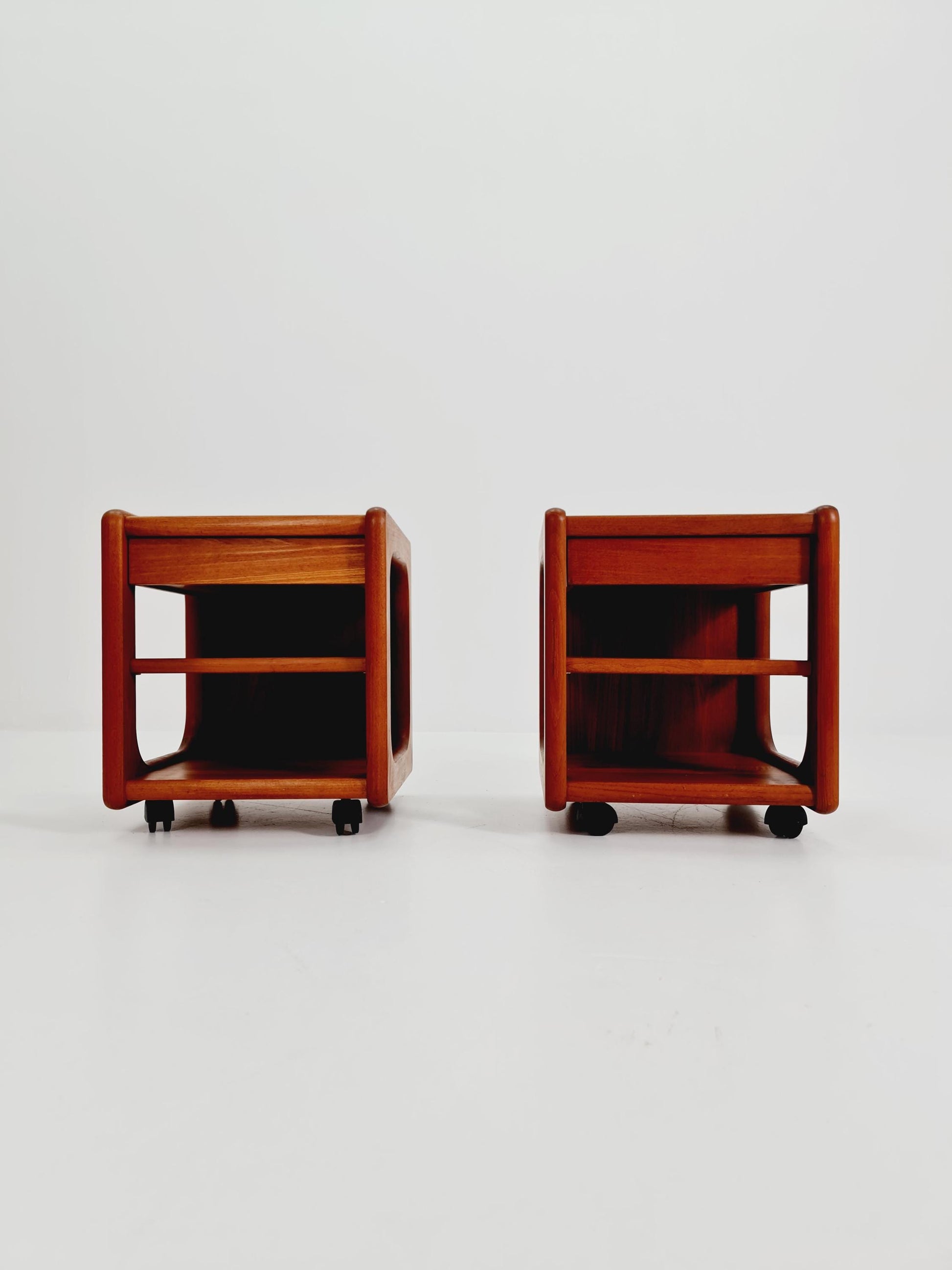 Pair of Midcentury Danish Solid teak vintage Side table/ Bedside table/ Night stand, 1970s