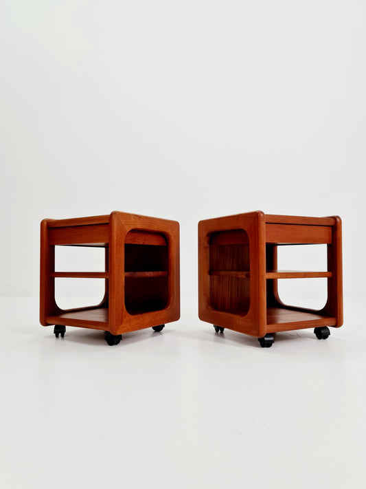 Pair of Midcentury Danish Solid teak vintage Side table/ Bedside table/ Night stand, 1970s