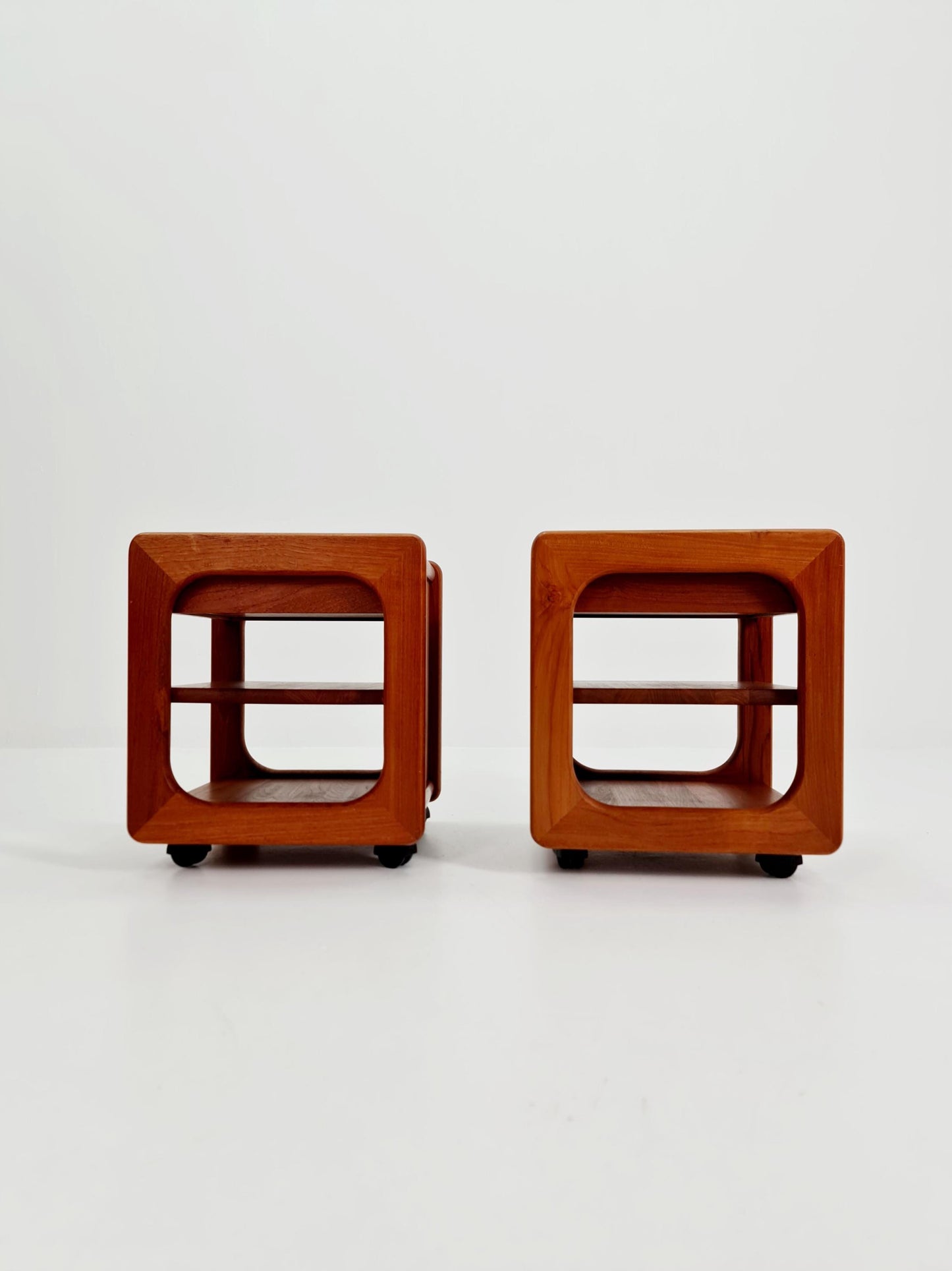 Pair of Midcentury Danish Solid teak vintage Side table/ Bedside table/ Night stand, 1970s