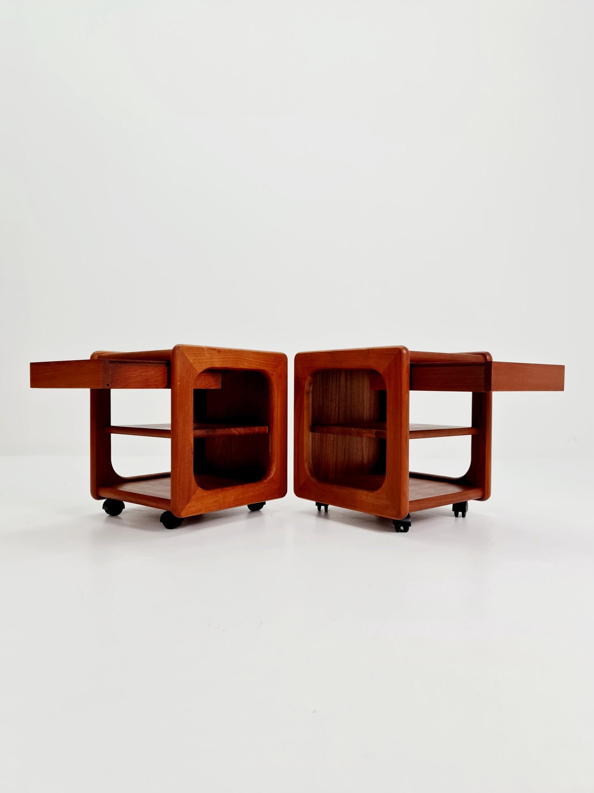 Pair of Midcentury Danish Solid teak vintage Side table/ Bedside table/ Night stand, 1970s