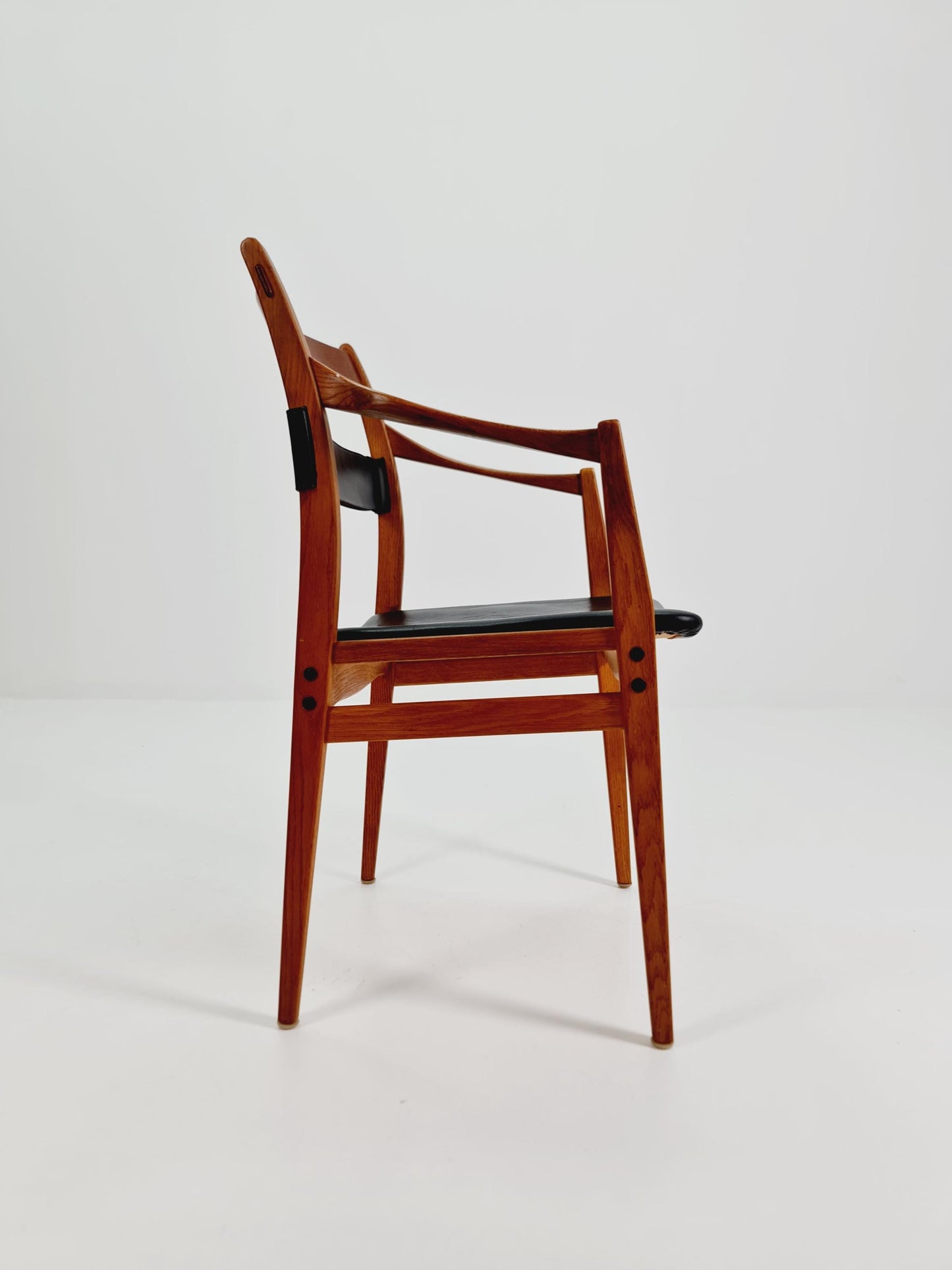 Super Rare Mid Century Swidish Oak and Leather Armchair By Yngve Ekström, 1960s