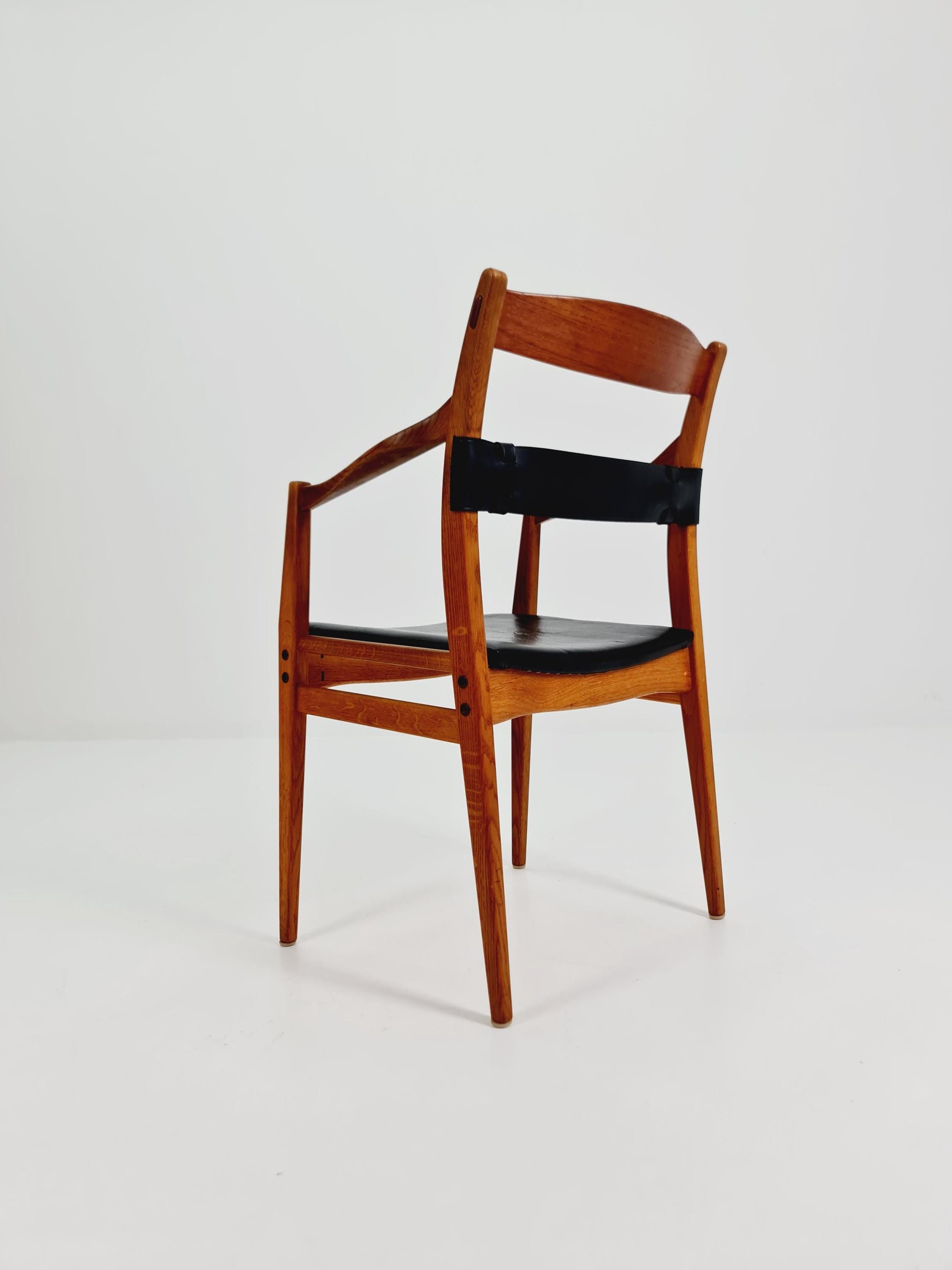 Super Rare Mid Century Swidish Oak and Leather Armchair By Yngve Ekström, 1960s