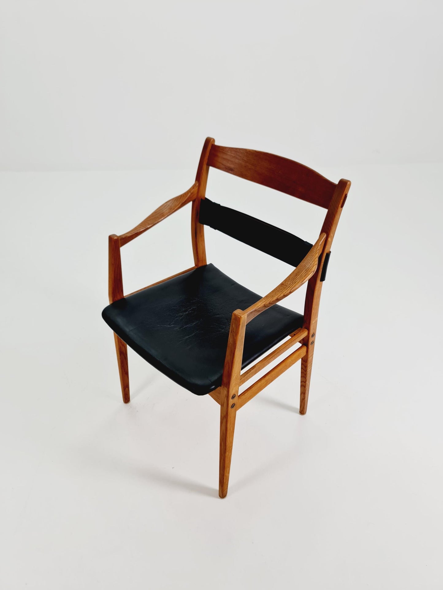 Super Rare Mid Century Swidish Oak and Leather Armchair By Yngve Ekström, 1960s