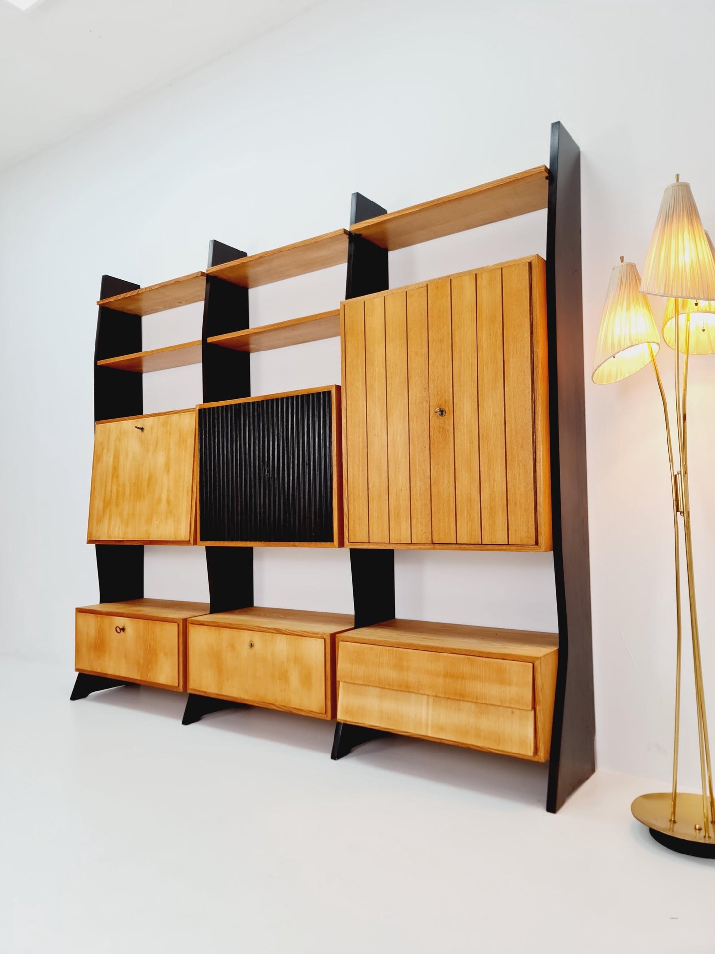 Mid-Century German freestanding vintage library bookcase shelf, 3-parts By Erich Startmann for Idee , 1960s