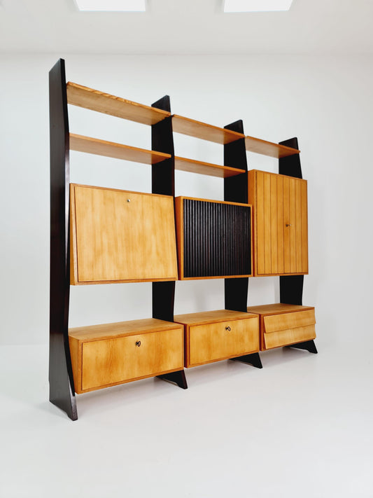 Mid-Century German freestanding vintage library bookcase shelf, 3-parts By Erich Startmann for Idee , 1960s
