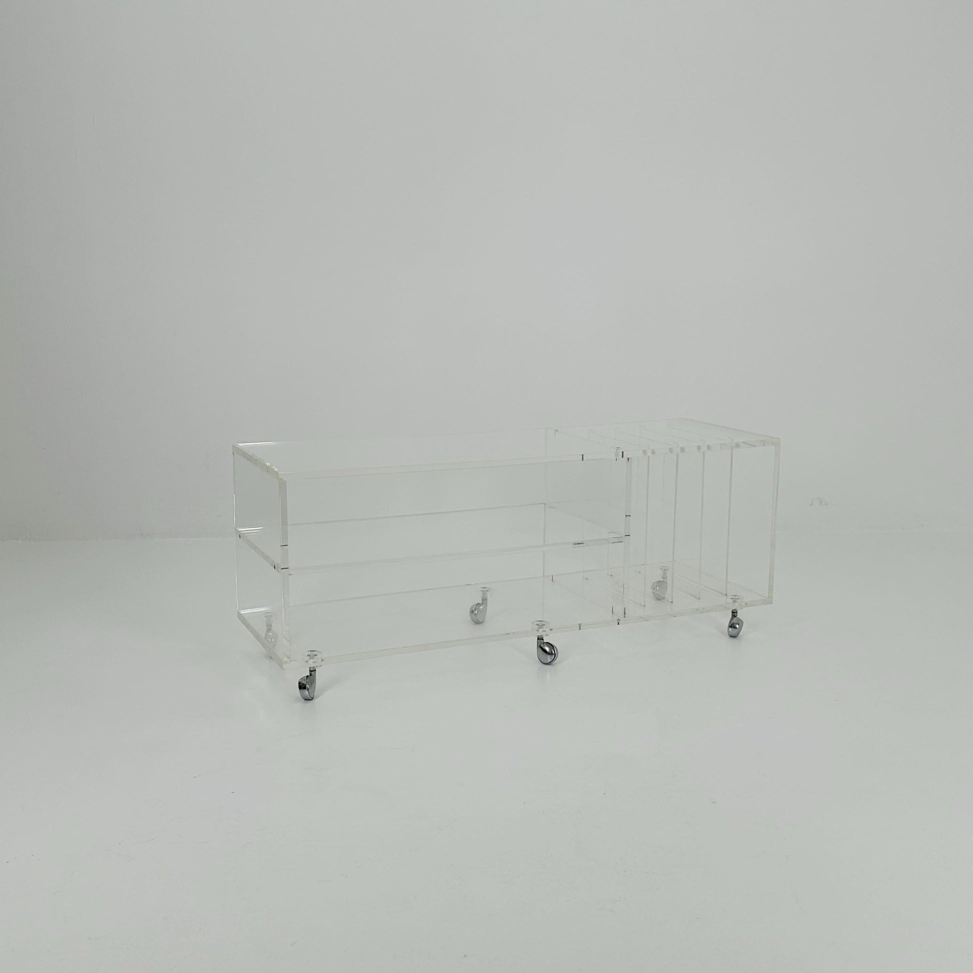 Space age Plexiglass vinyl coffee table - sideboard /Trolly by Michel Dumas for Roche Bobois 1970s