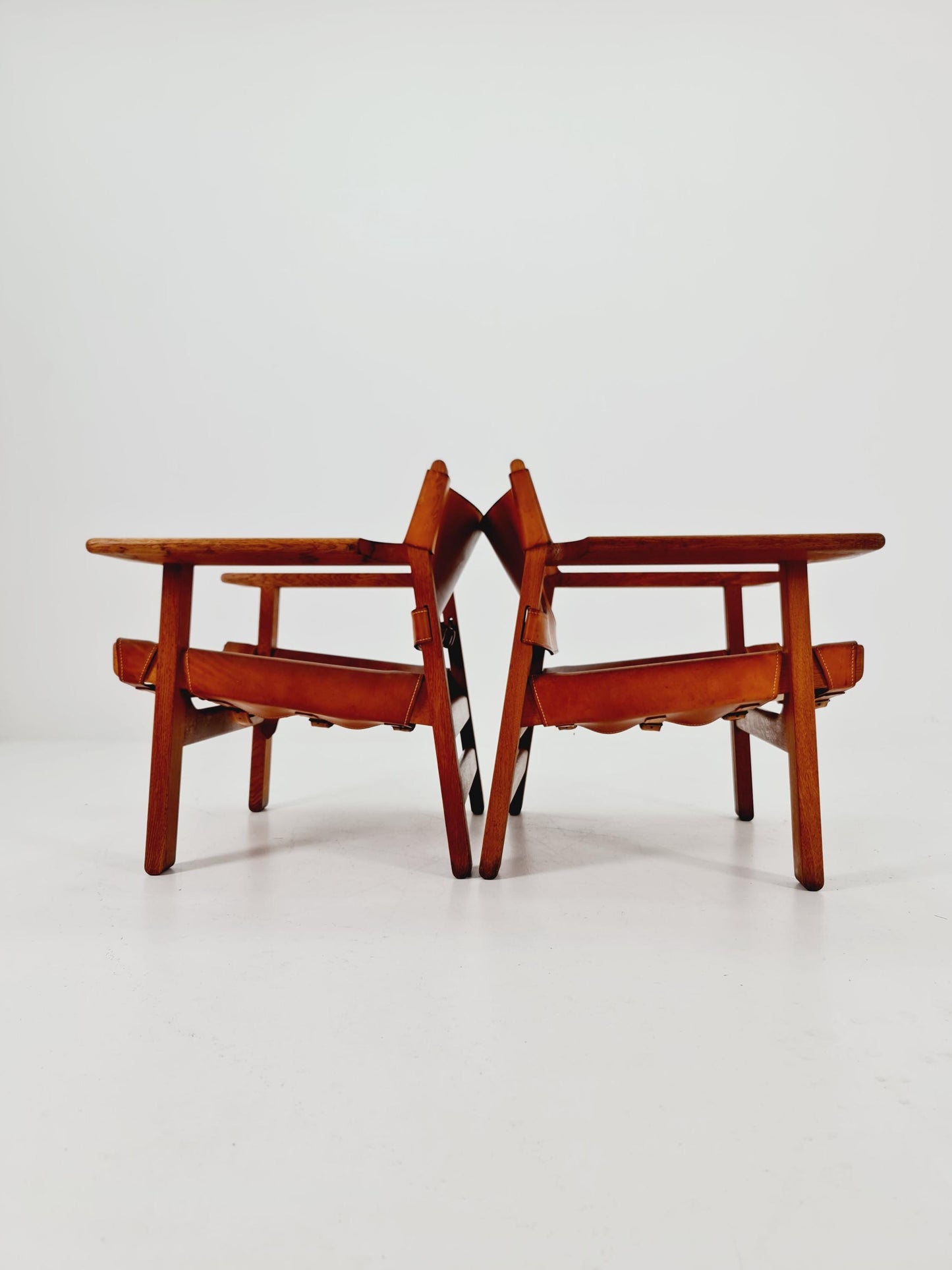 super Rare Mid century Danish easy Canvas lounge chairs by Børge Mogensen For Fredercia stolfabrik , 1950s, Set of 2