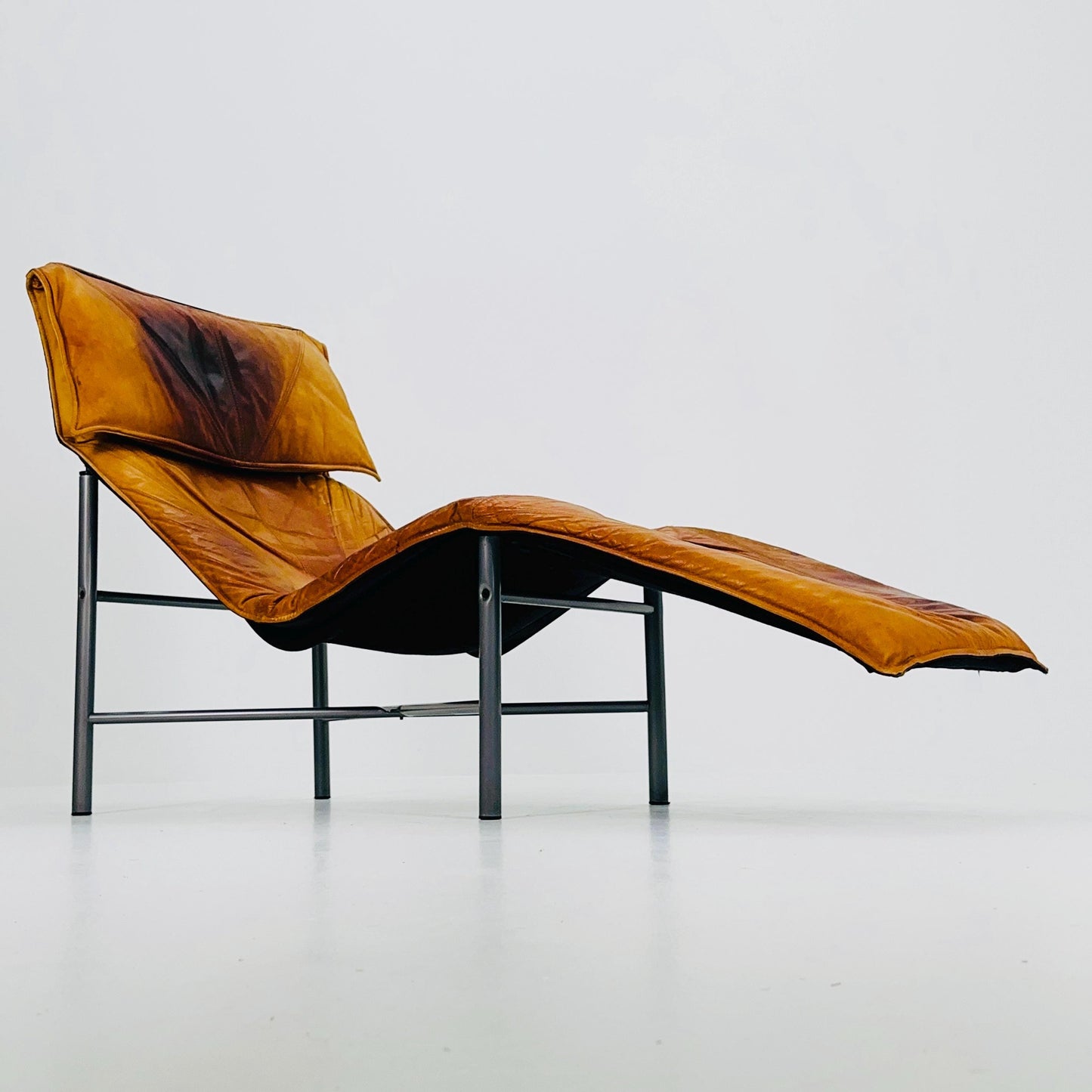 Mid century scandinavian Skye lounge chair by Tord BJORKLUND for Ikea in cognac leather 1970s