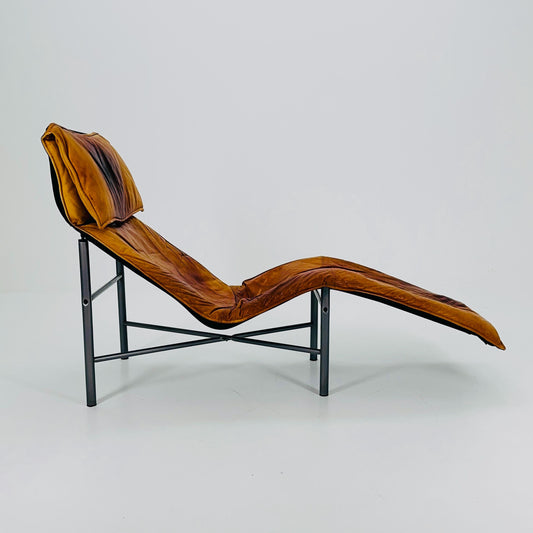 Mid century scandinavian Skye lounge chair by Tord BJORKLUND for Ikea in cognac leather 1970s