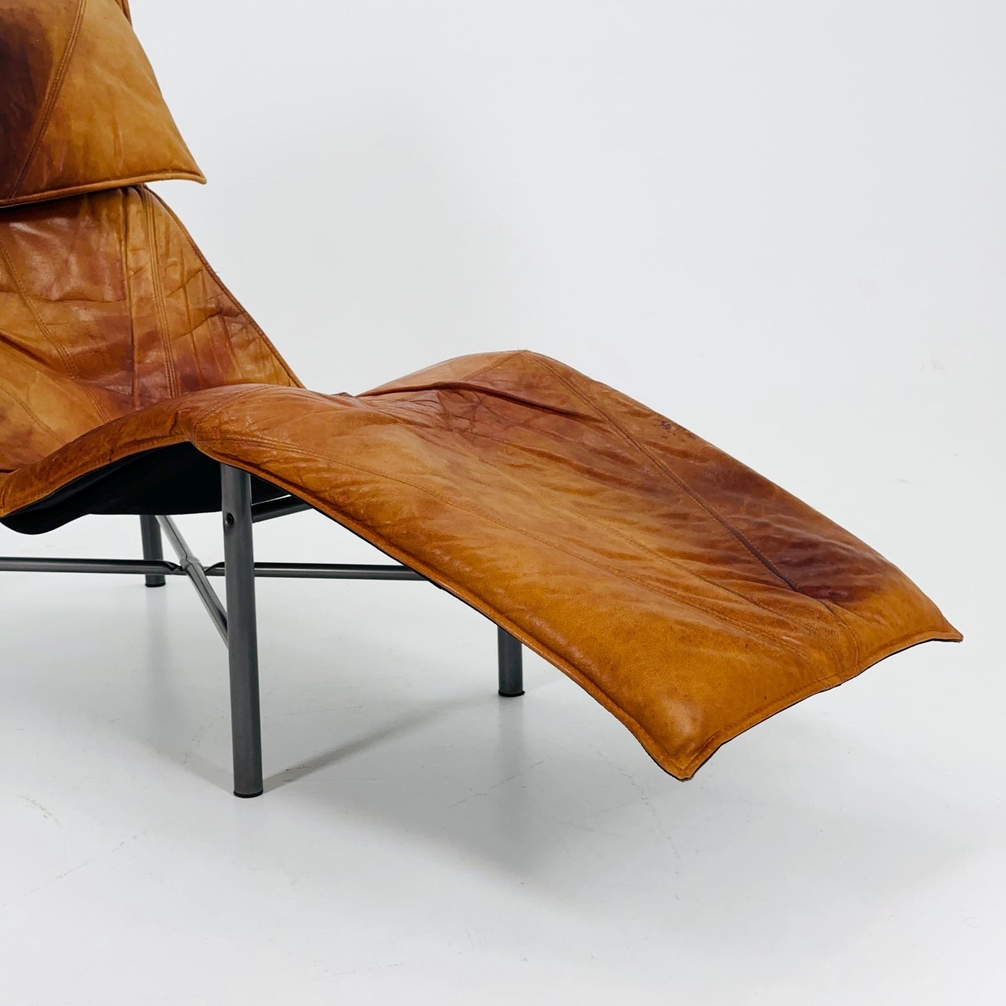 Mid century scandinavian Skye lounge chair by Tord BJORKLUND for Ikea in cognac leather 1970s