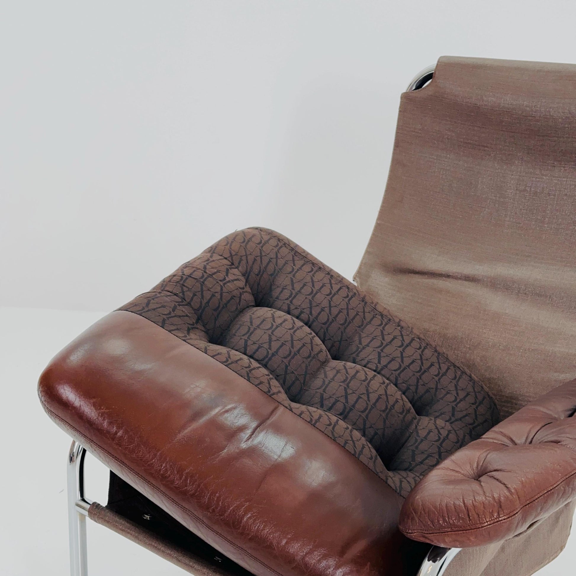 Mid Century Modern Cantilever Chair by Sam Larsson for Dux – Chrome & Brown Leather – Sweden 1970s