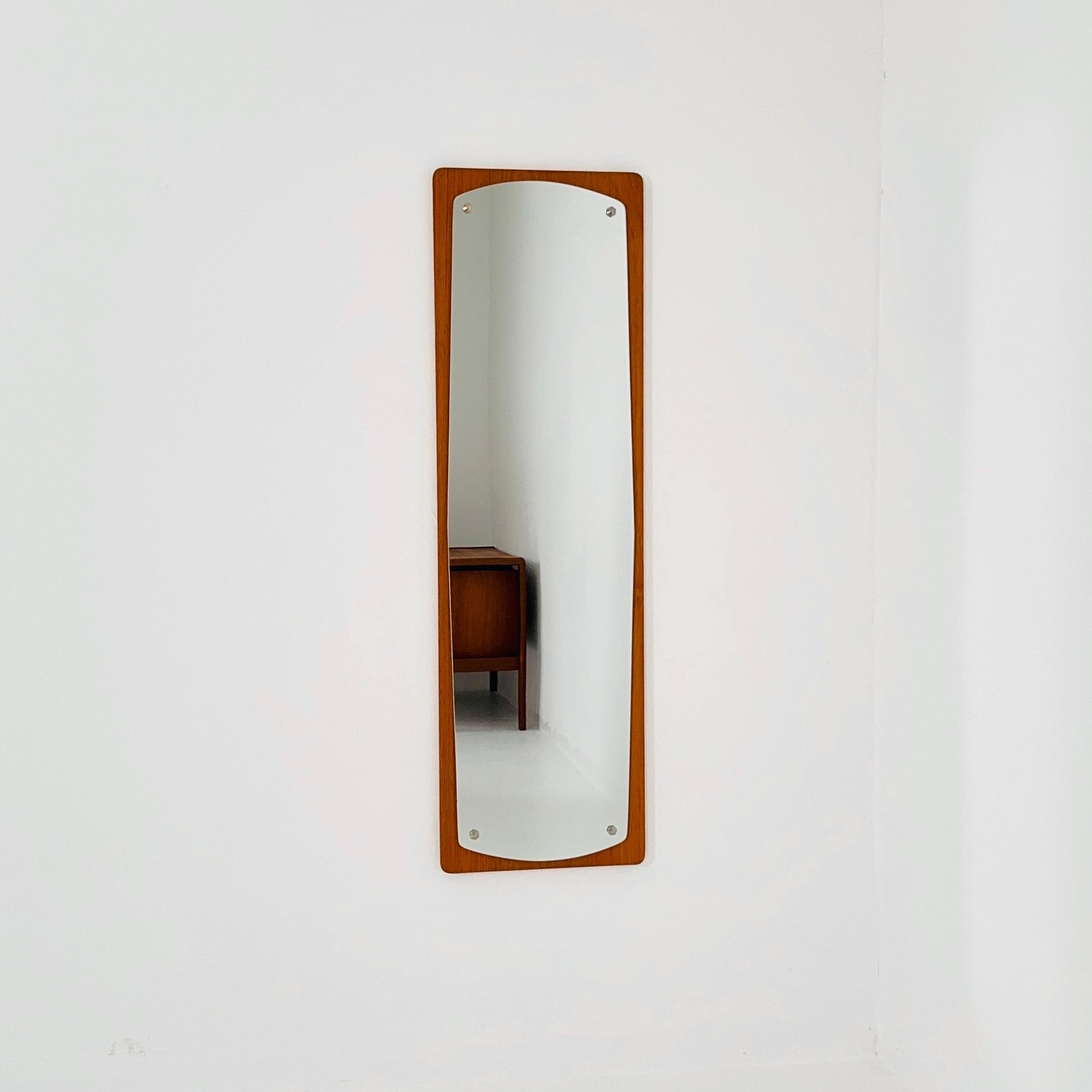 Mid century Scandinavian Mirror with Curved Glass, by Eriksmålaglas Sweden 1960s