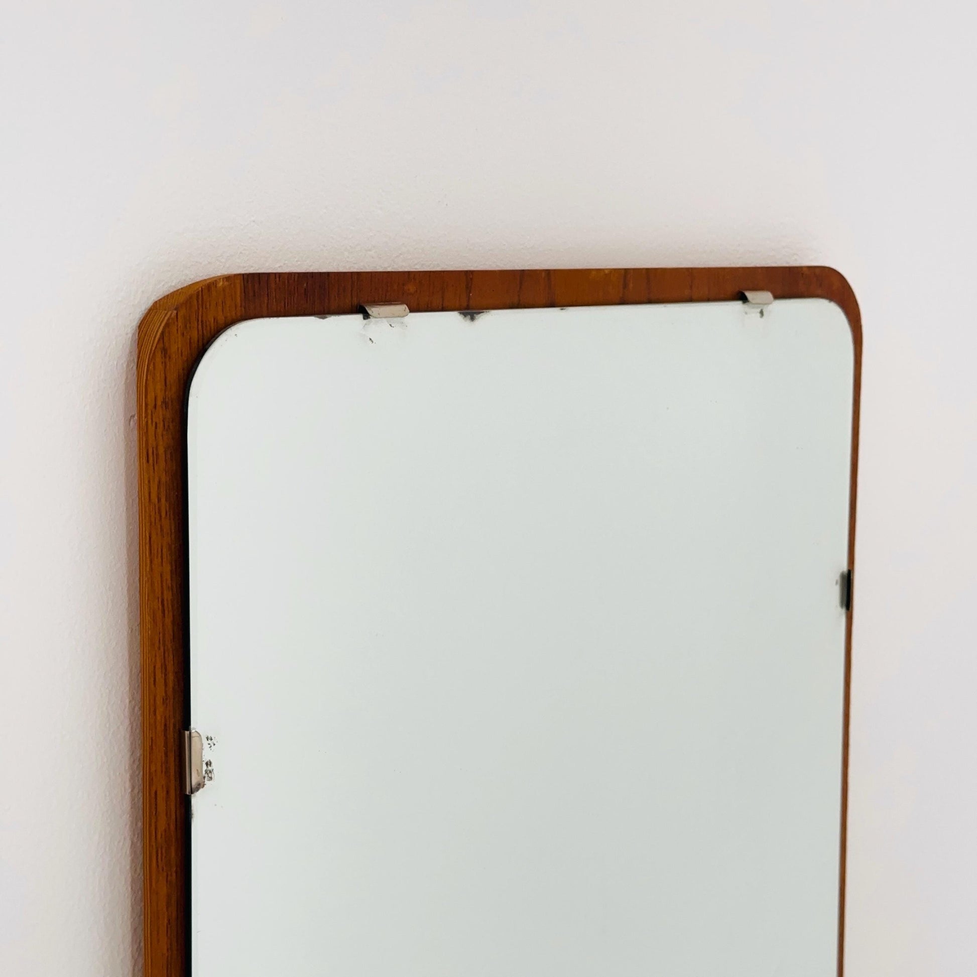 Mid century Scandinavian Mirror with Curved Glass, by Eriksmålaglas Sweden 1960s