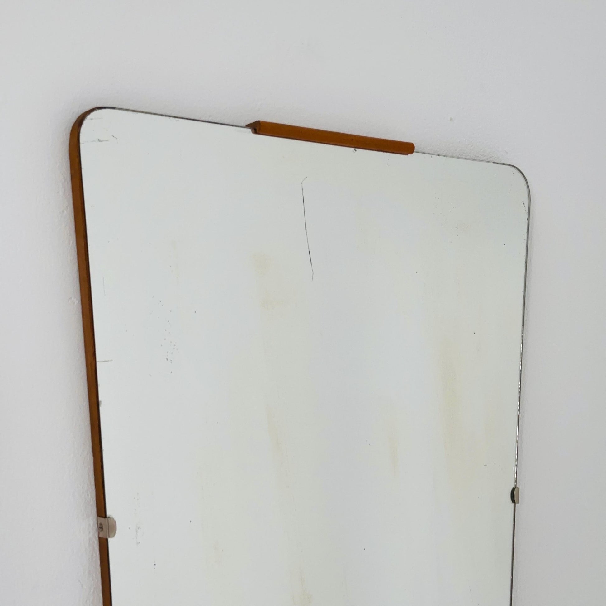 Mid century Scandinavian Mirror with Curved Glass, by Eriksmålaglas Sweden 1960s