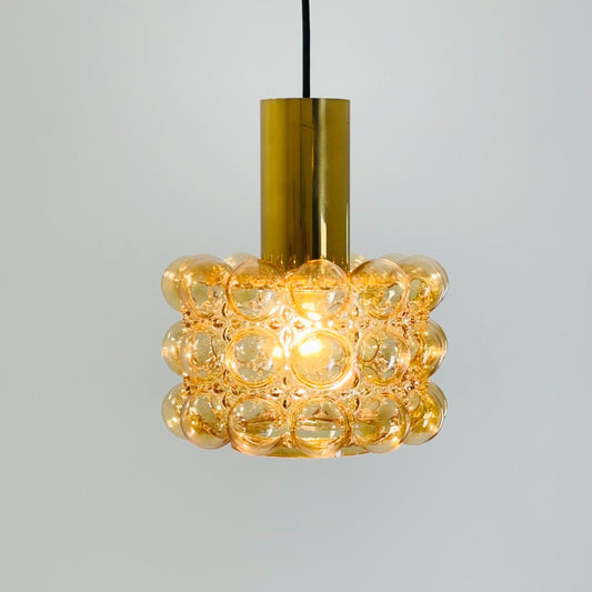 Mid-Century Amber Bubble Glass Pendant by Helena Tynell for Glashütte Limburg, 1960s