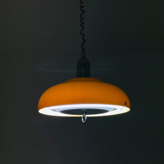 Space Age Orange Adjustable Pendant Lamp by Starlux, 1970s
