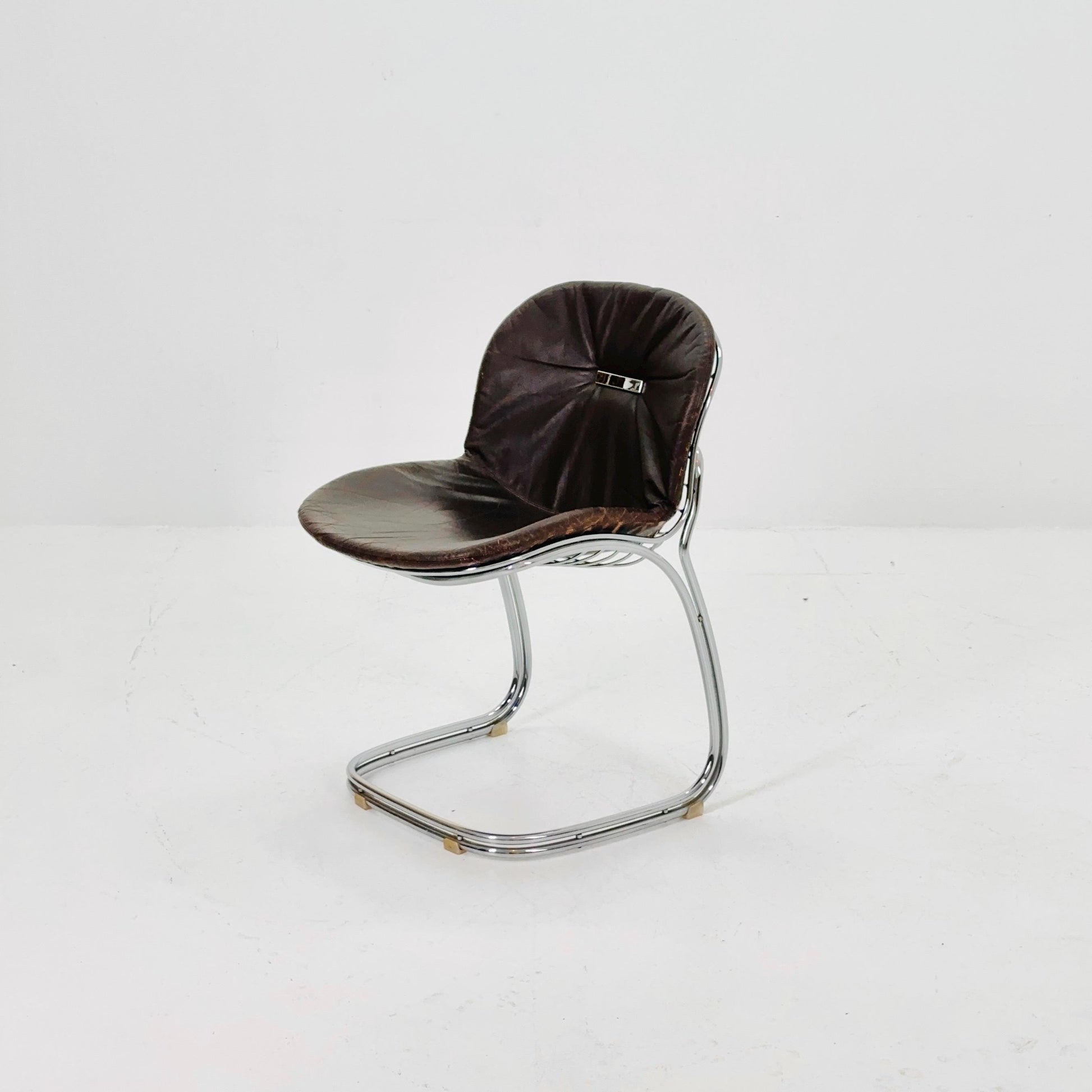 Mid century Bauhaus brown Sabrina dining chair by Gaston’s Rinaldi for Rima ,1970s Italy