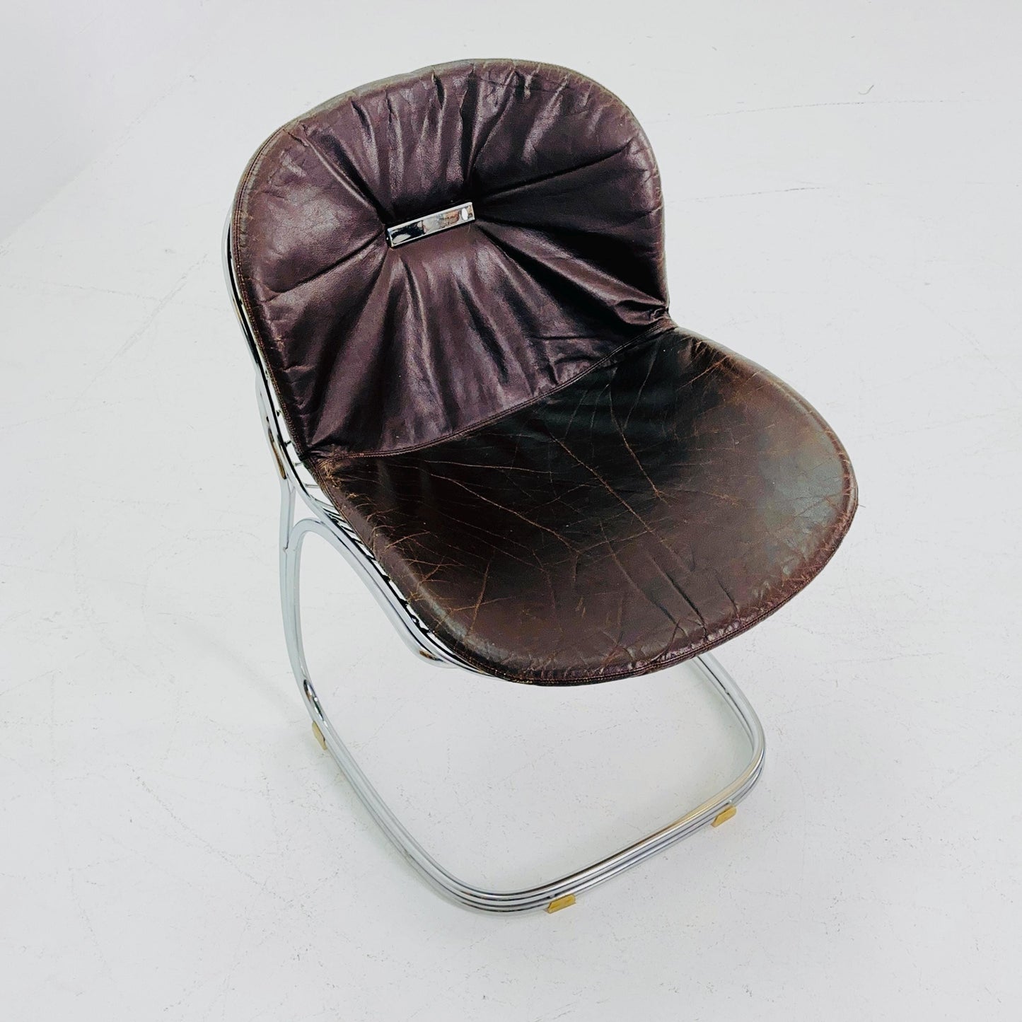 Mid century Bauhaus brown Sabrina dining chair by Gaston’s Rinaldi for Rima ,1970s Italy