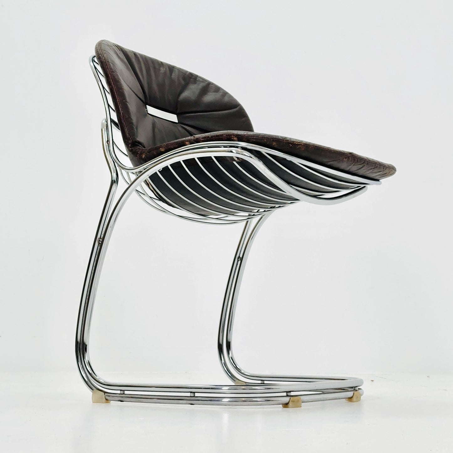 Mid century Bauhaus brown Sabrina dining chair by Gaston’s Rinaldi for Rima ,1970s Italy