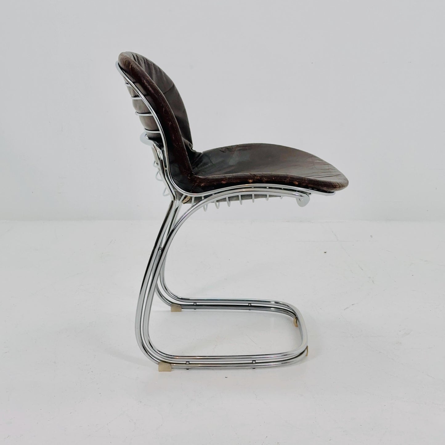 Mid century Bauhaus brown Sabrina dining chair by Gaston’s Rinaldi for Rima ,1970s Italy