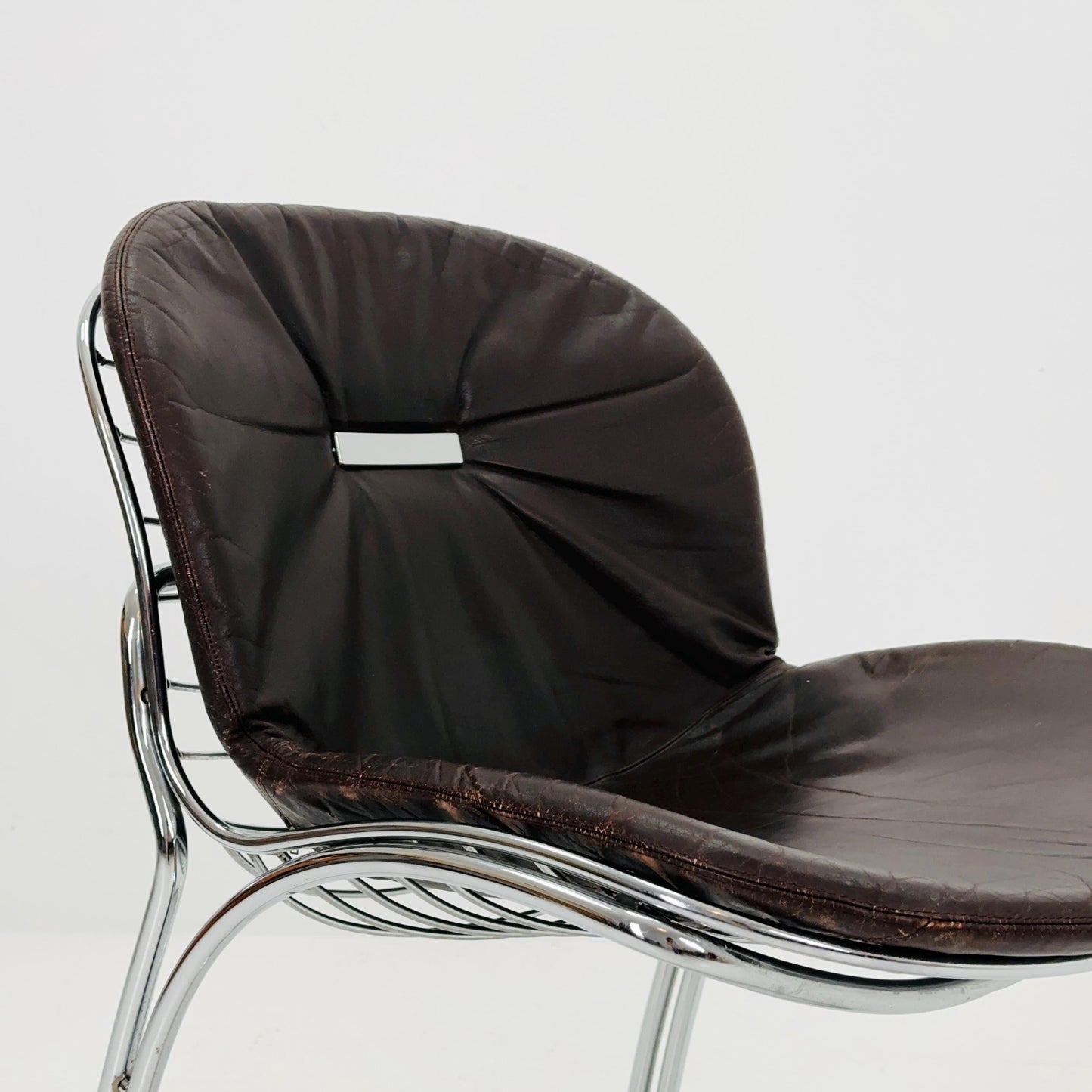 Mid century Bauhaus brown Sabrina dining chair by Gaston’s Rinaldi for Rima ,1970s Italy