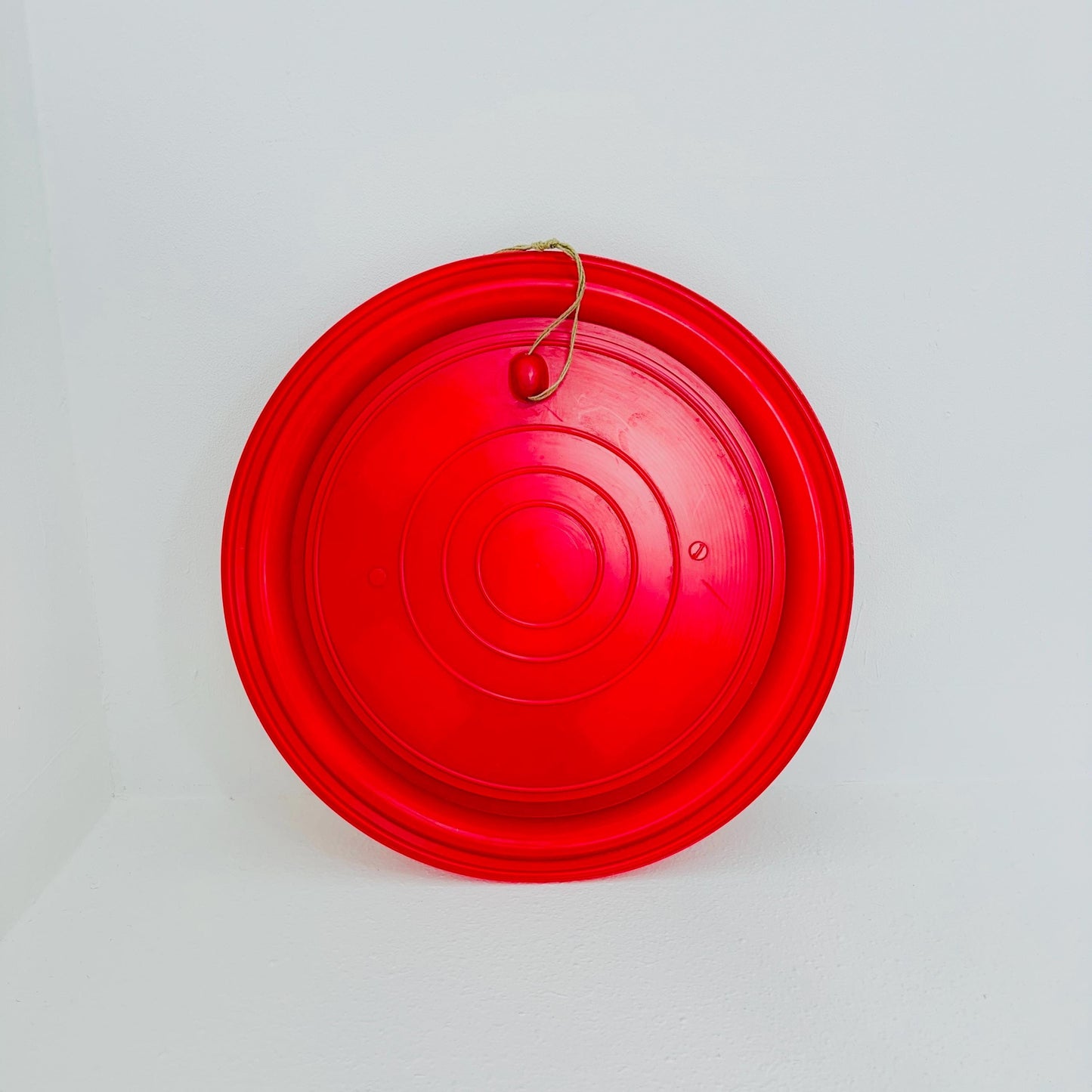 Mid-Century Space Age Red Round Wall Mirror | Italy 1980s