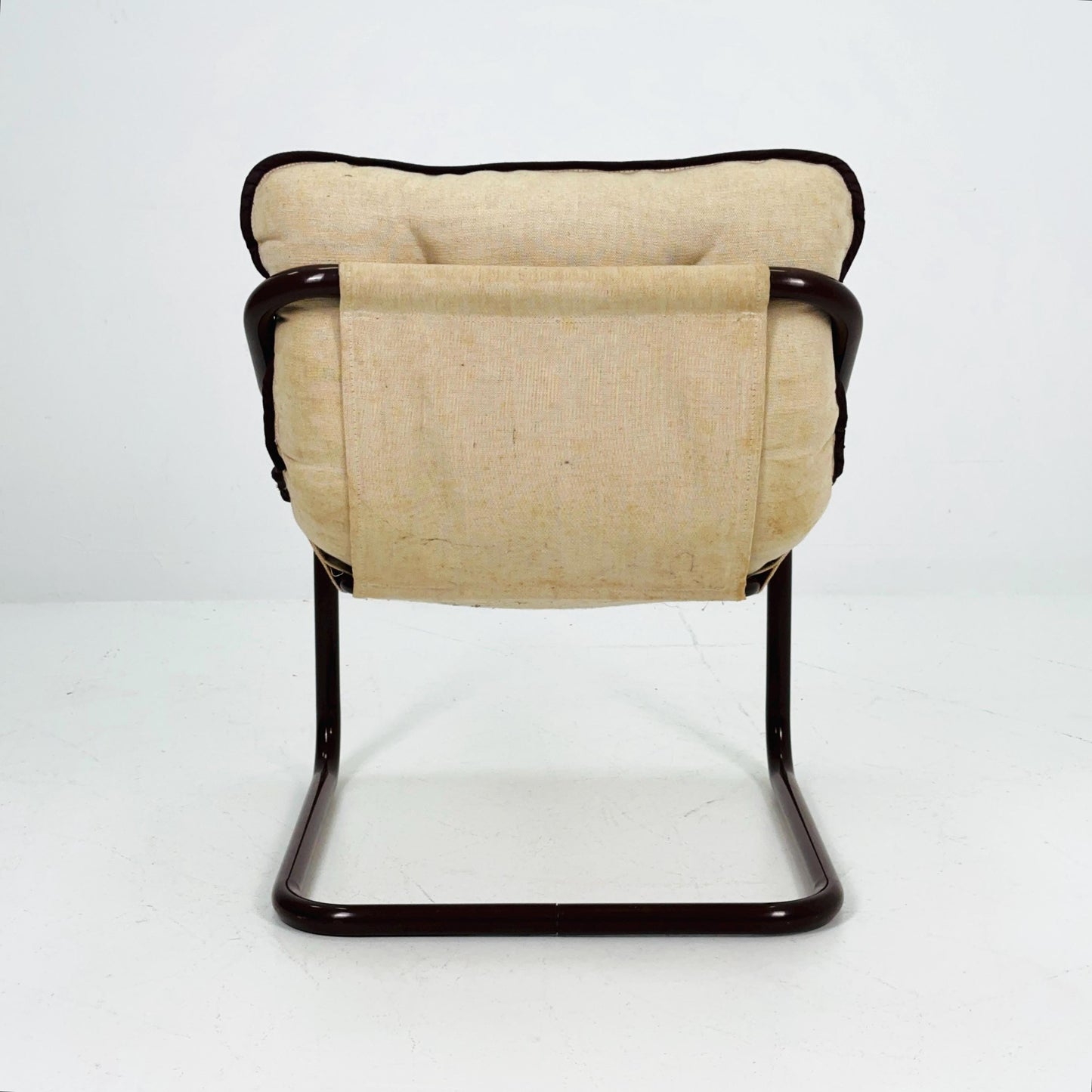 Mid century century Bauhaus tubular canvas armchair for Tomas Jelinek by IKEA 1980s