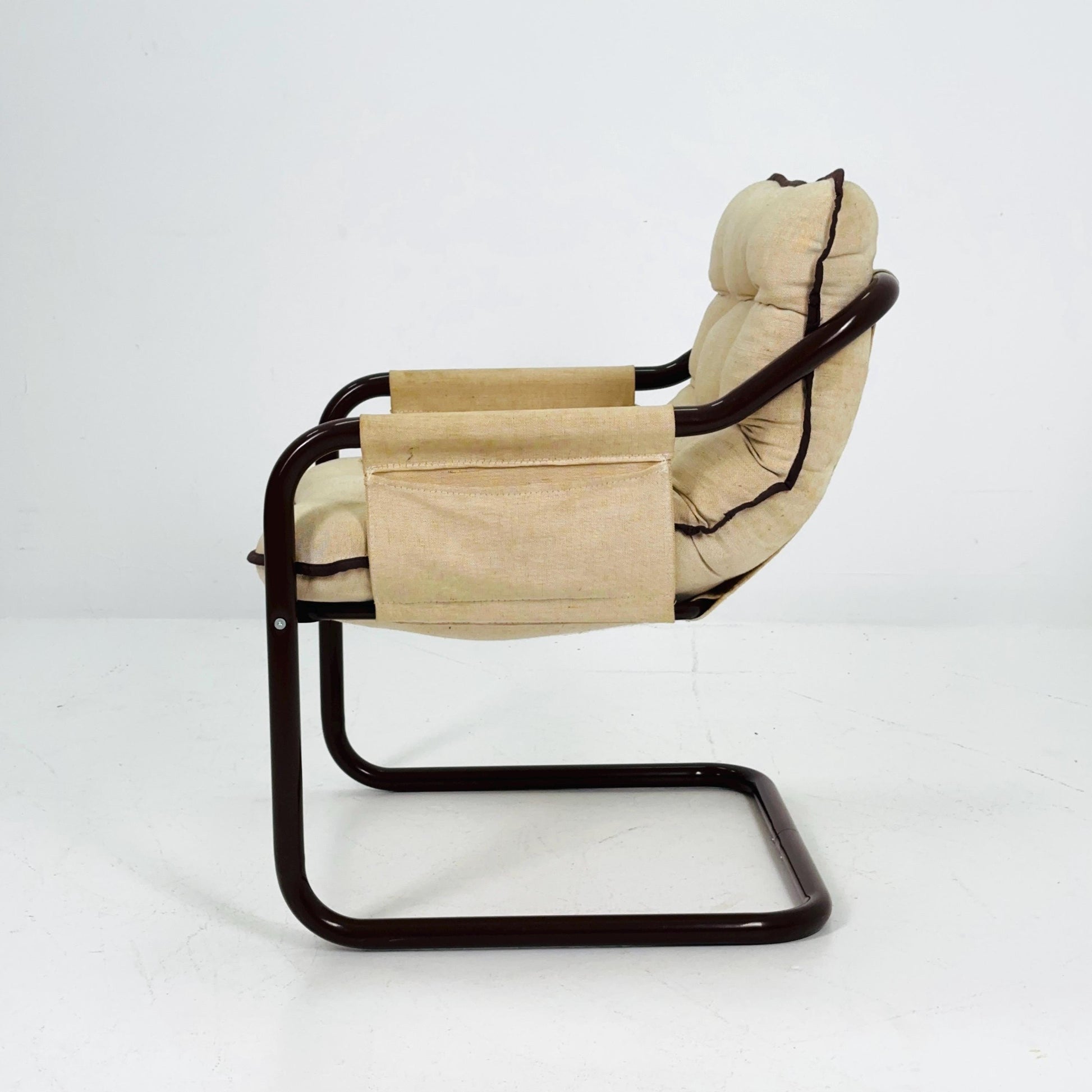 Mid century century Bauhaus tubular canvas armchair for Tomas Jelinek by IKEA 1980s