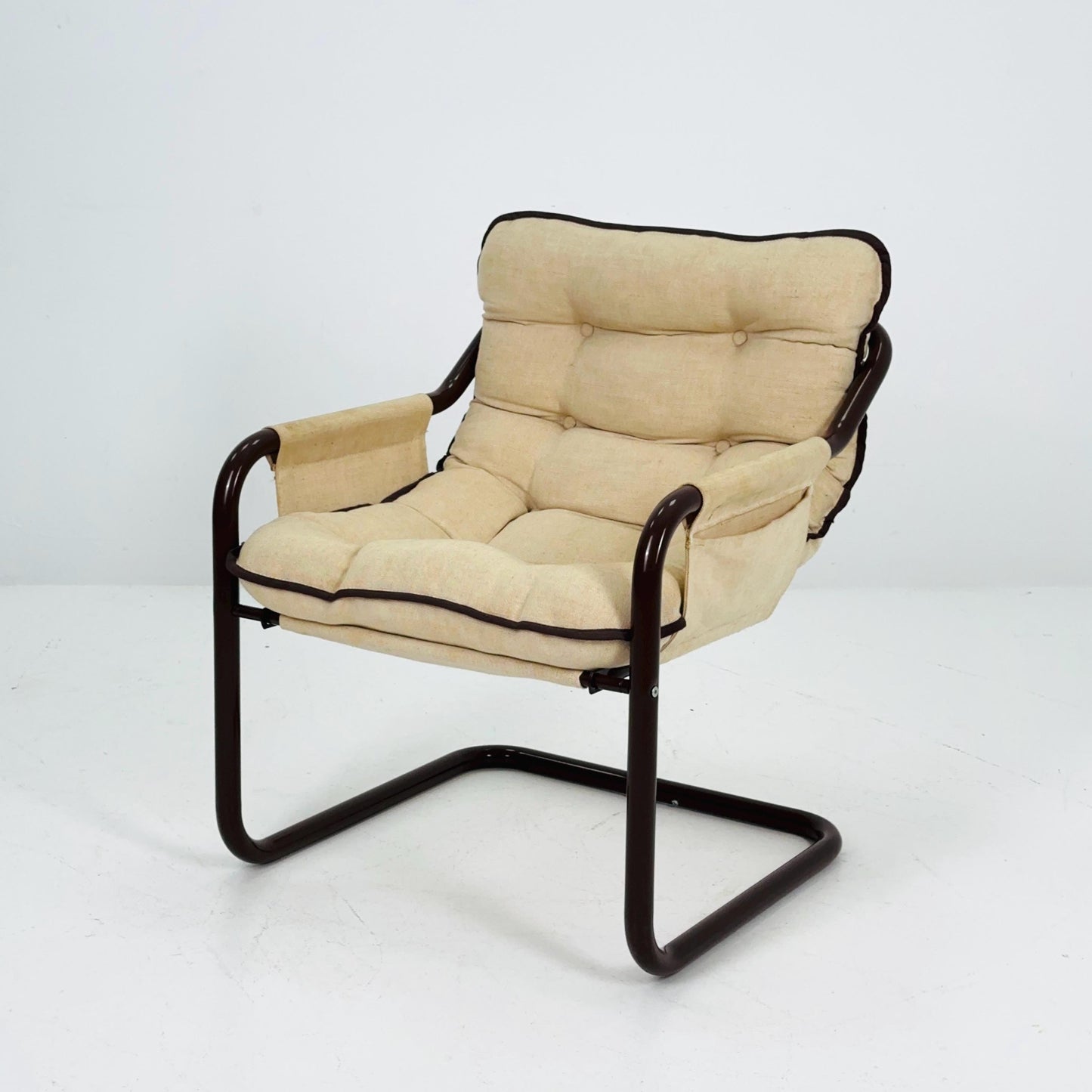 Mid century century Bauhaus tubular canvas armchair for Tomas Jelinek by IKEA 1980s