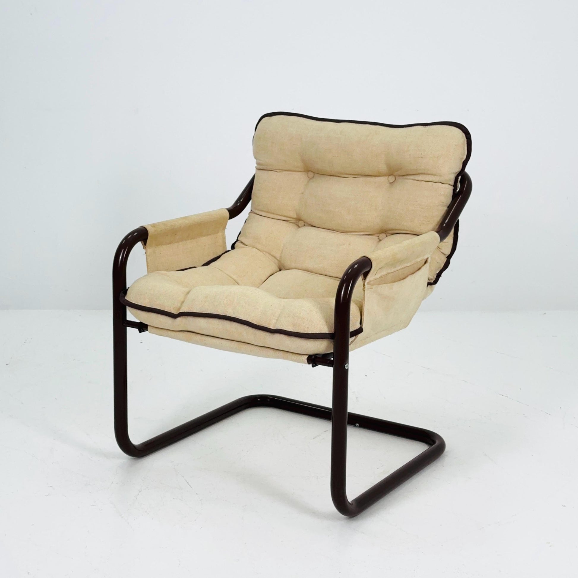 Mid century century Bauhaus tubular canvas armchair for Tomas Jelinek by IKEA 1980s