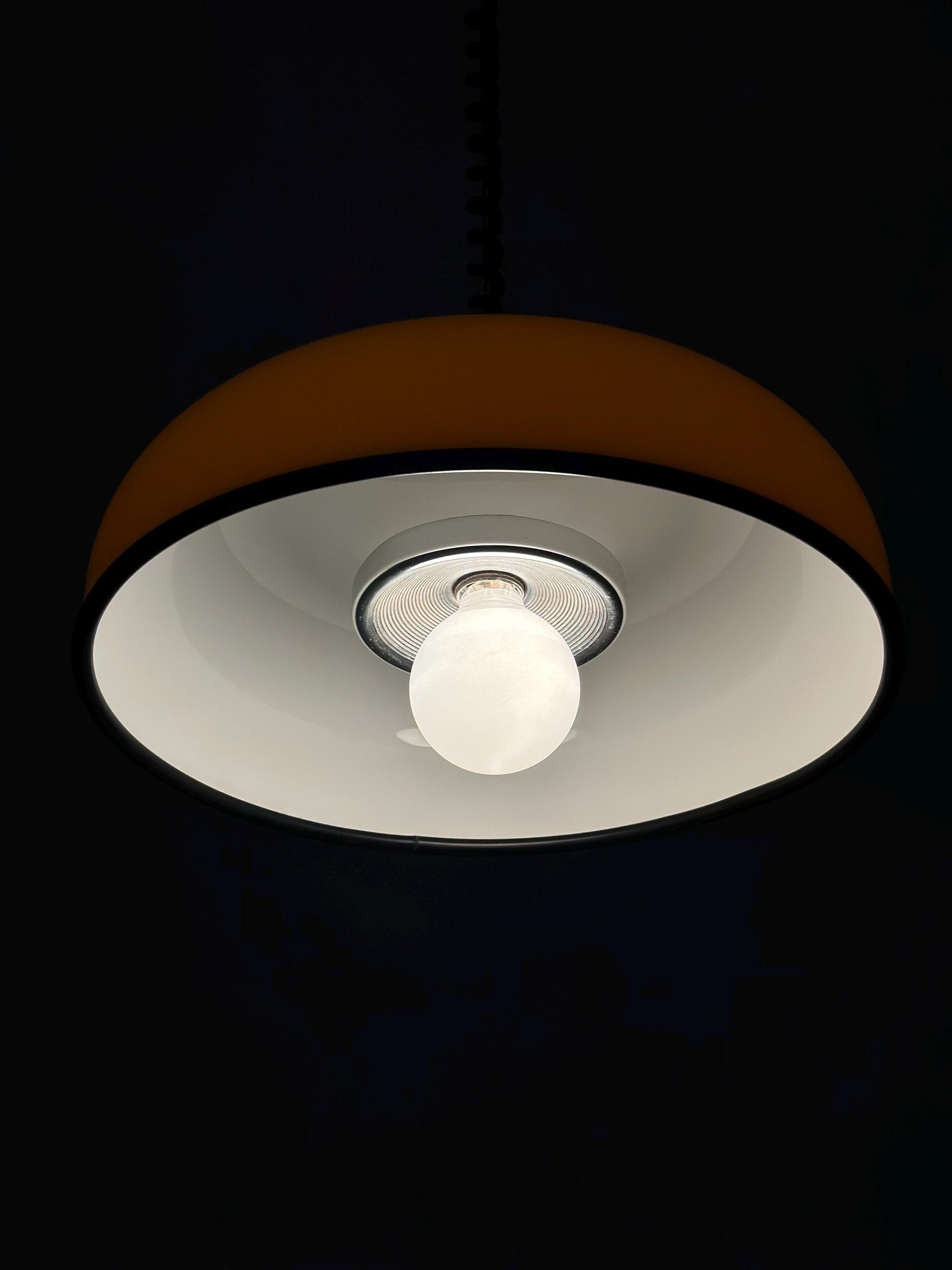 Mid century Spaceage Donuts orange adjustable pendant lamp Italy 1980s